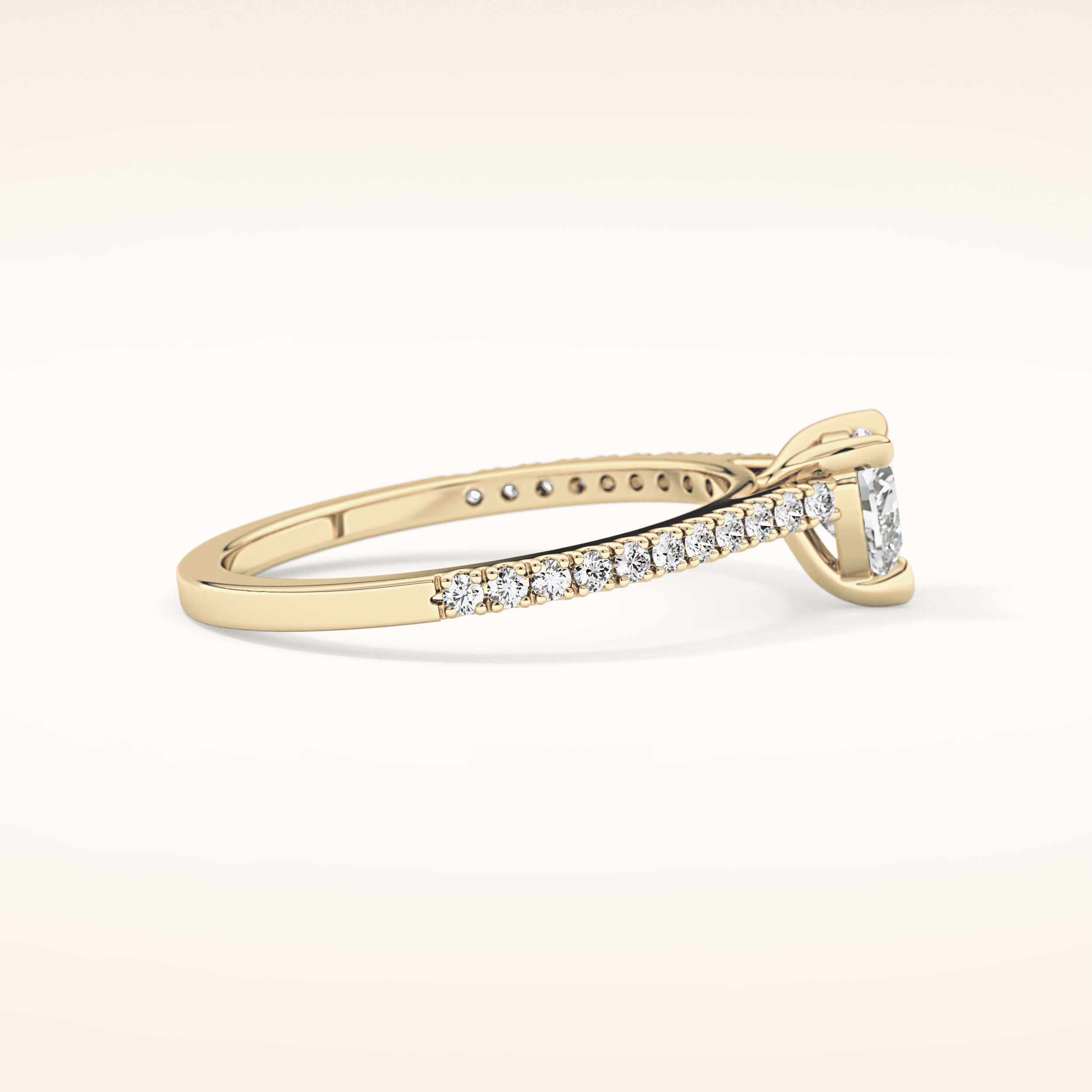 0.44 CT Heart Shaped Pave Moissanite Engagement Ring