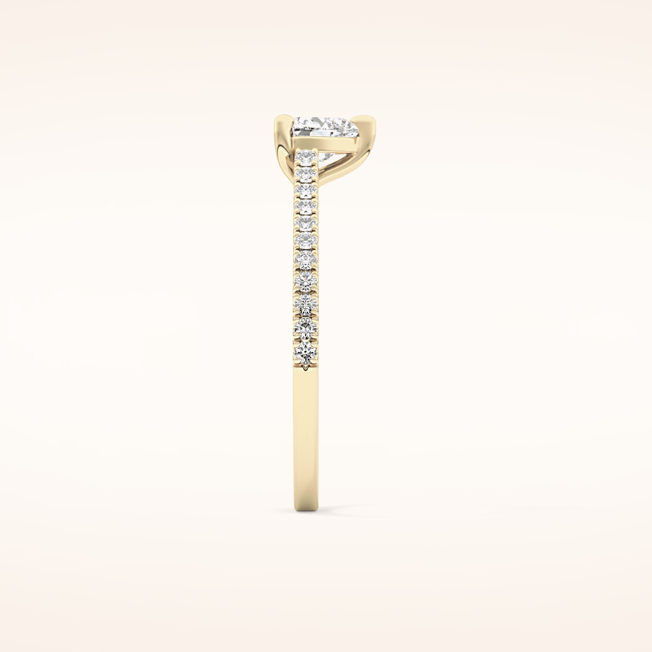 0.44 CT Heart Shaped Pave Moissanite Engagement Ring