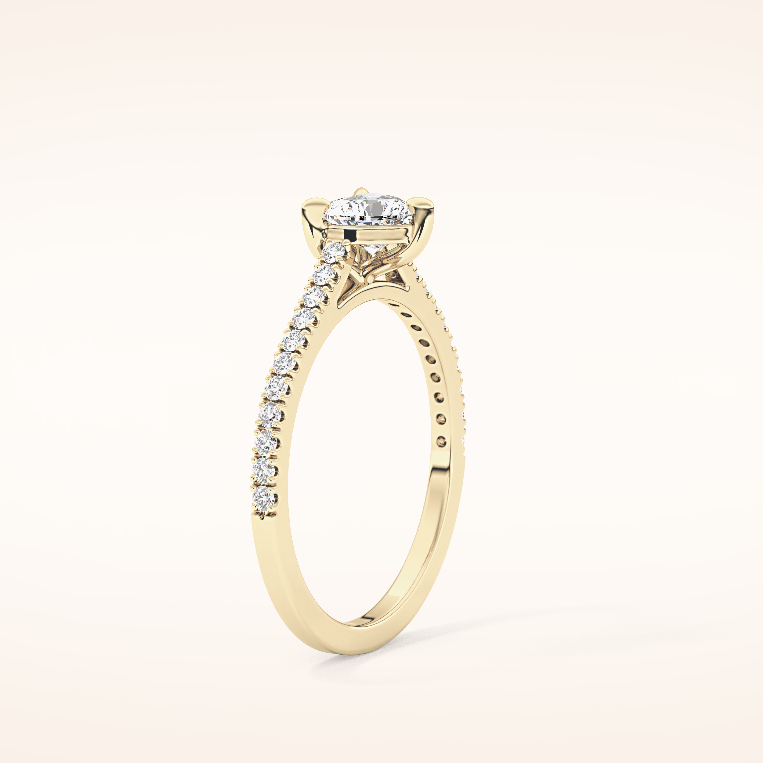 0.44 CT Heart Shaped Pave Moissanite Engagement Ring