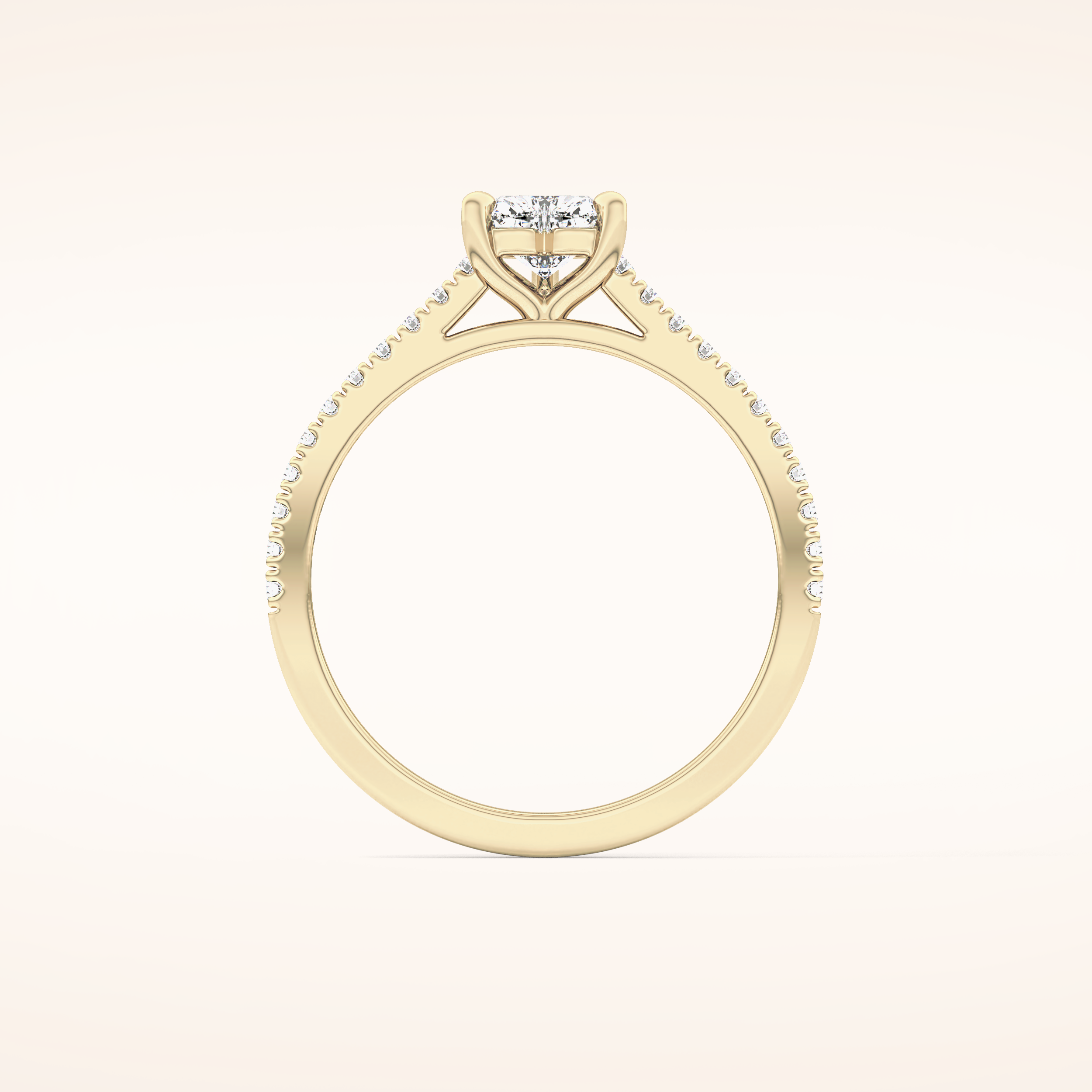 0.44 CT Heart Shaped Pave Moissanite Engagement Ring