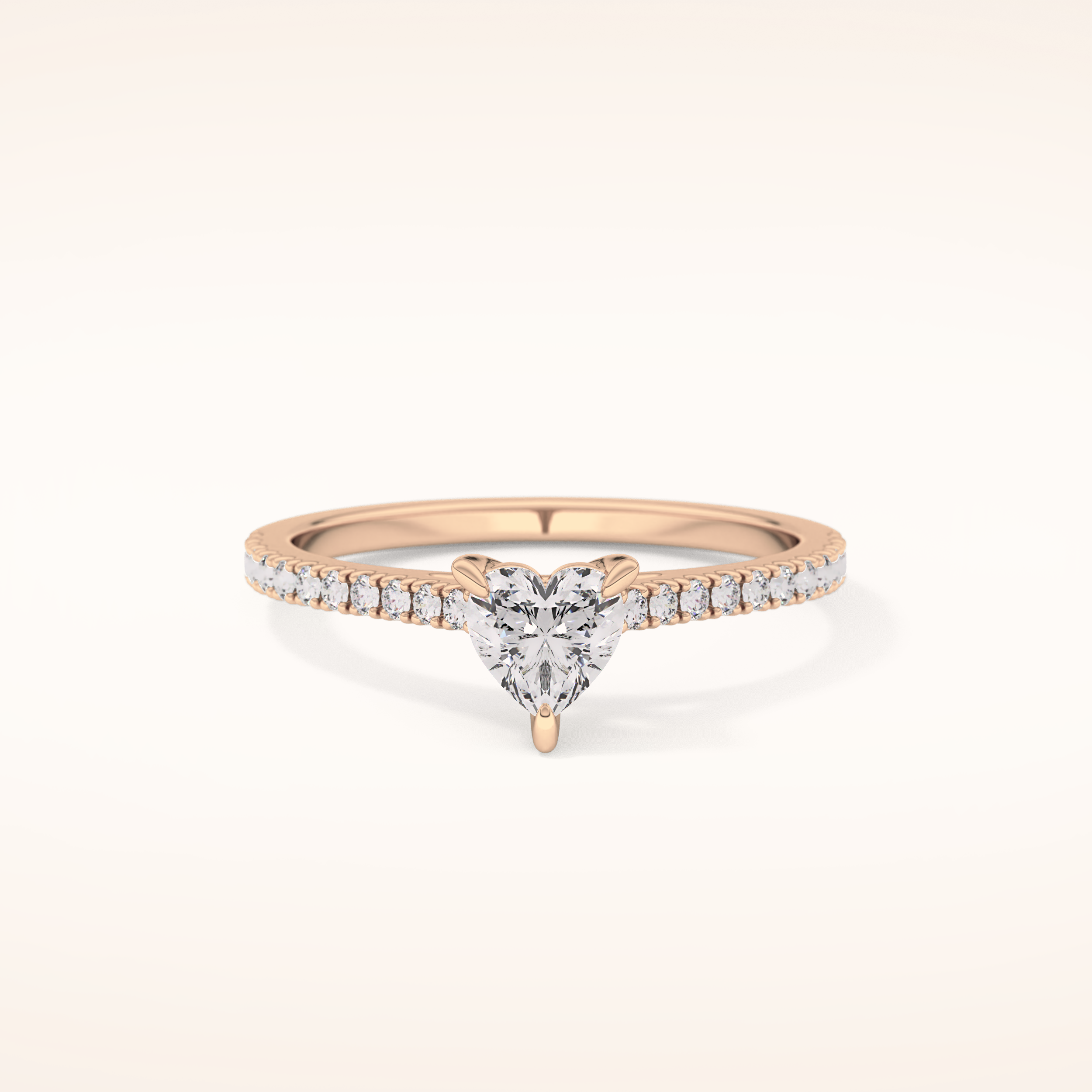 0.44 CT Heart Shaped Pave Moissanite Engagement Ring