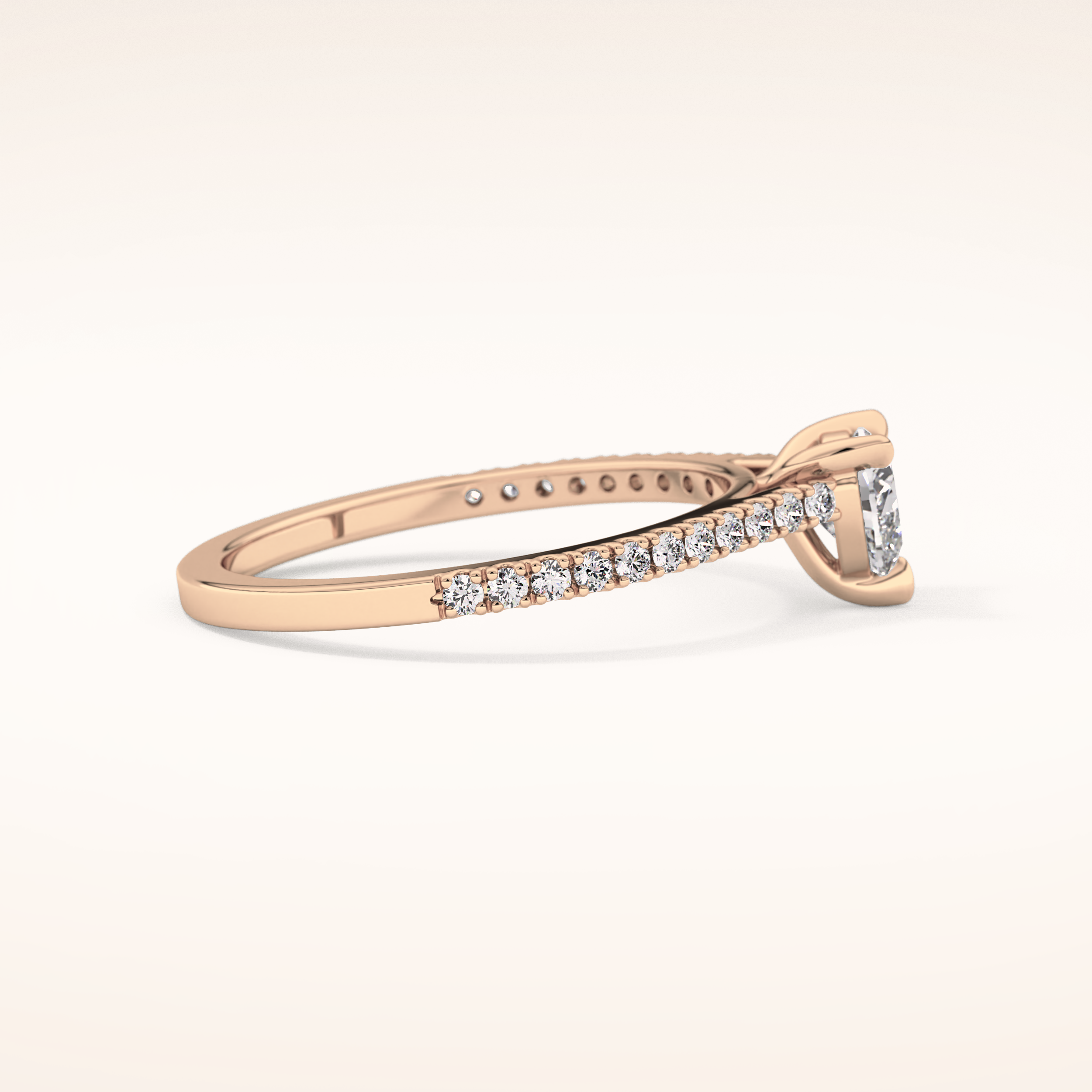 0.44 CT Heart Shaped Pave Moissanite Engagement Ring