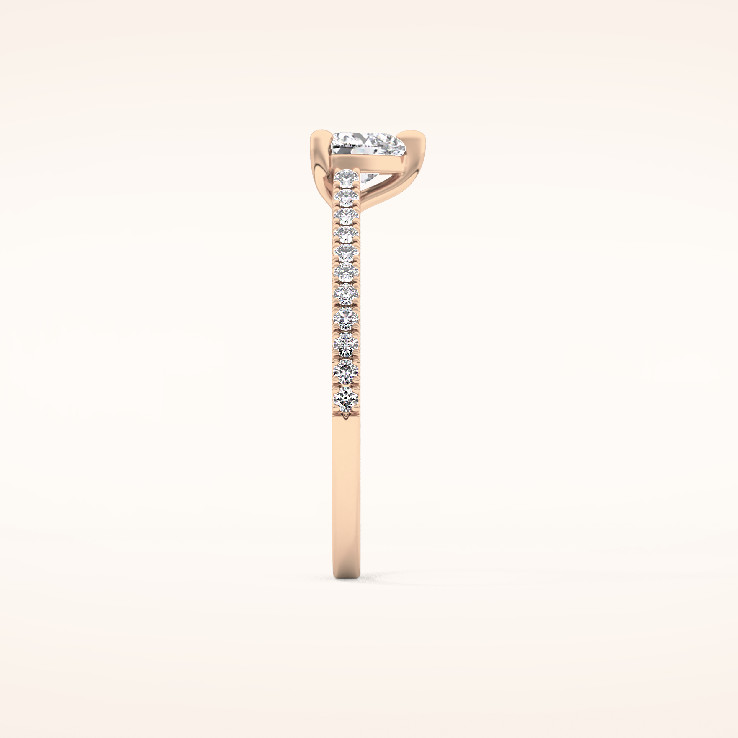0.44 CT Heart Shaped Pave Moissanite Engagement Ring