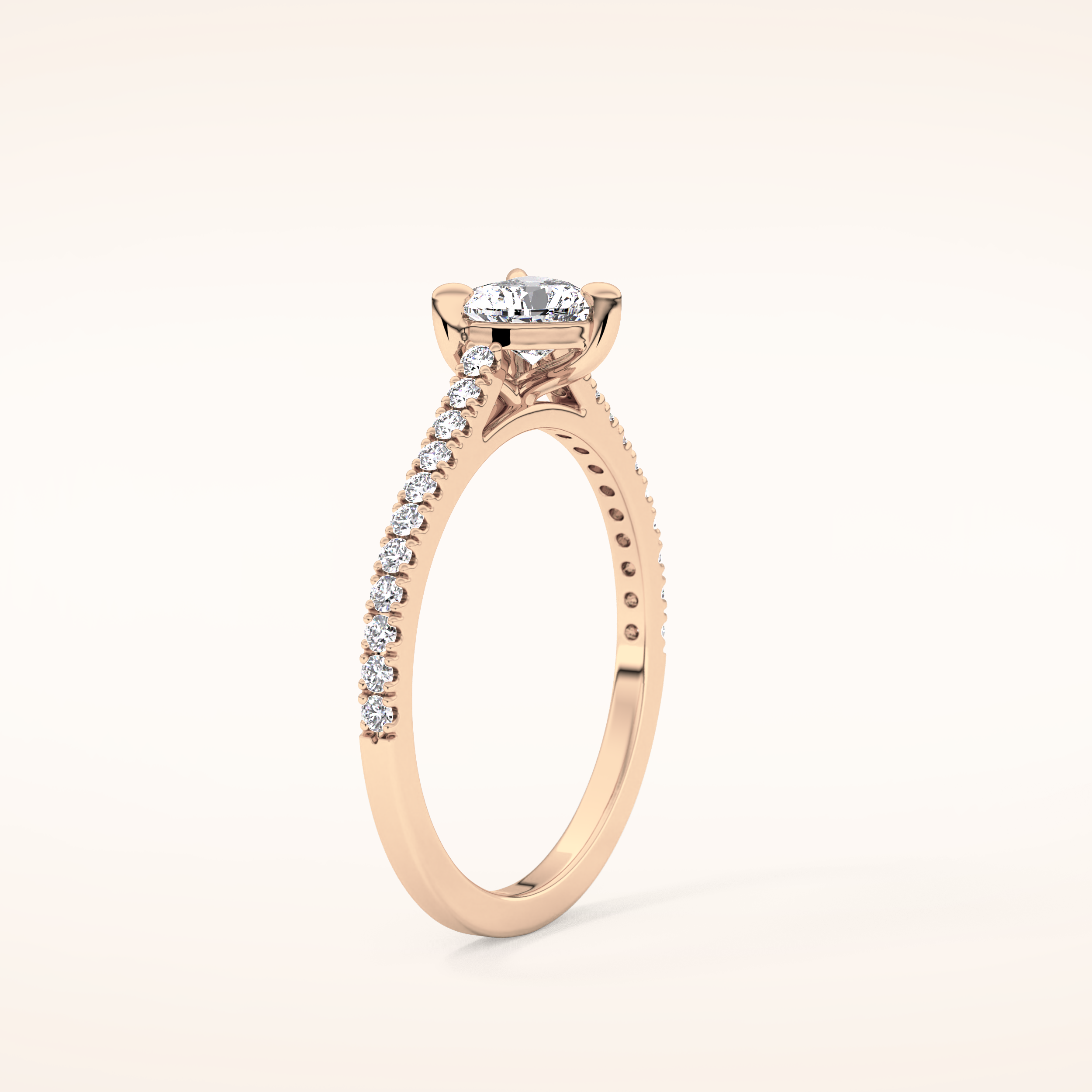 0.44 CT Heart Shaped Pave Moissanite Engagement Ring