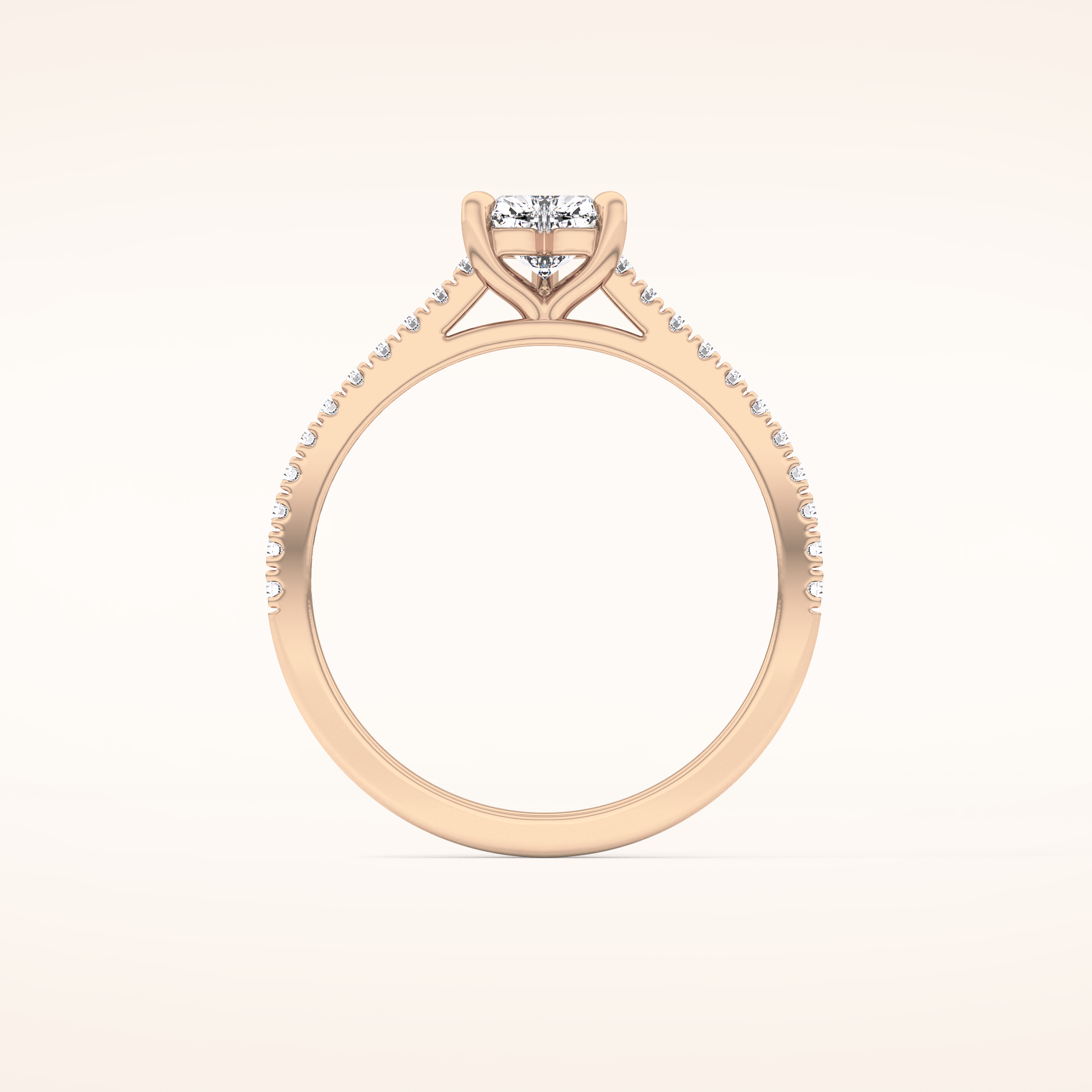 0.44 CT Heart Shaped Pave Moissanite Engagement Ring