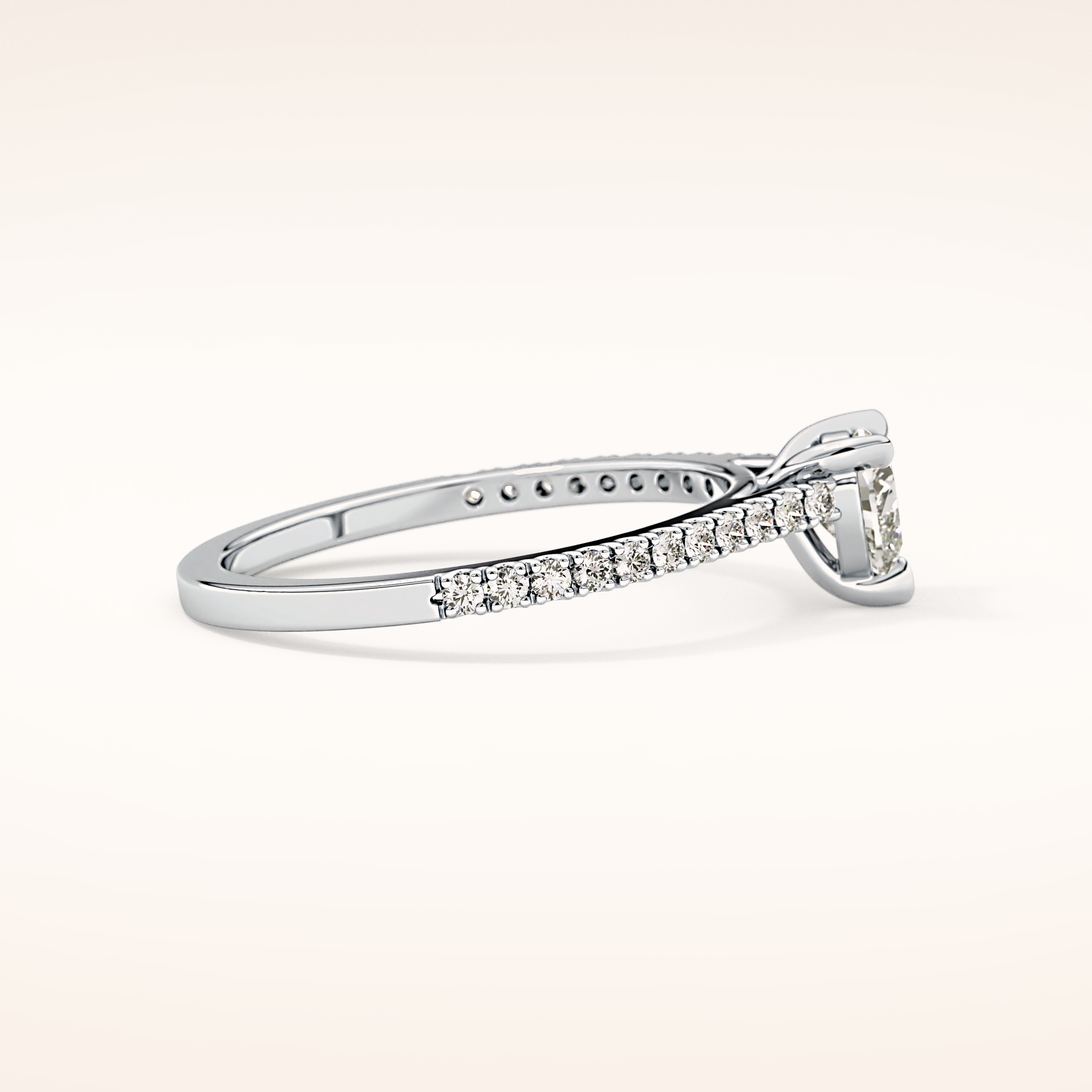 0.44 CT Heart Shaped Pave Moissanite Engagement Ring