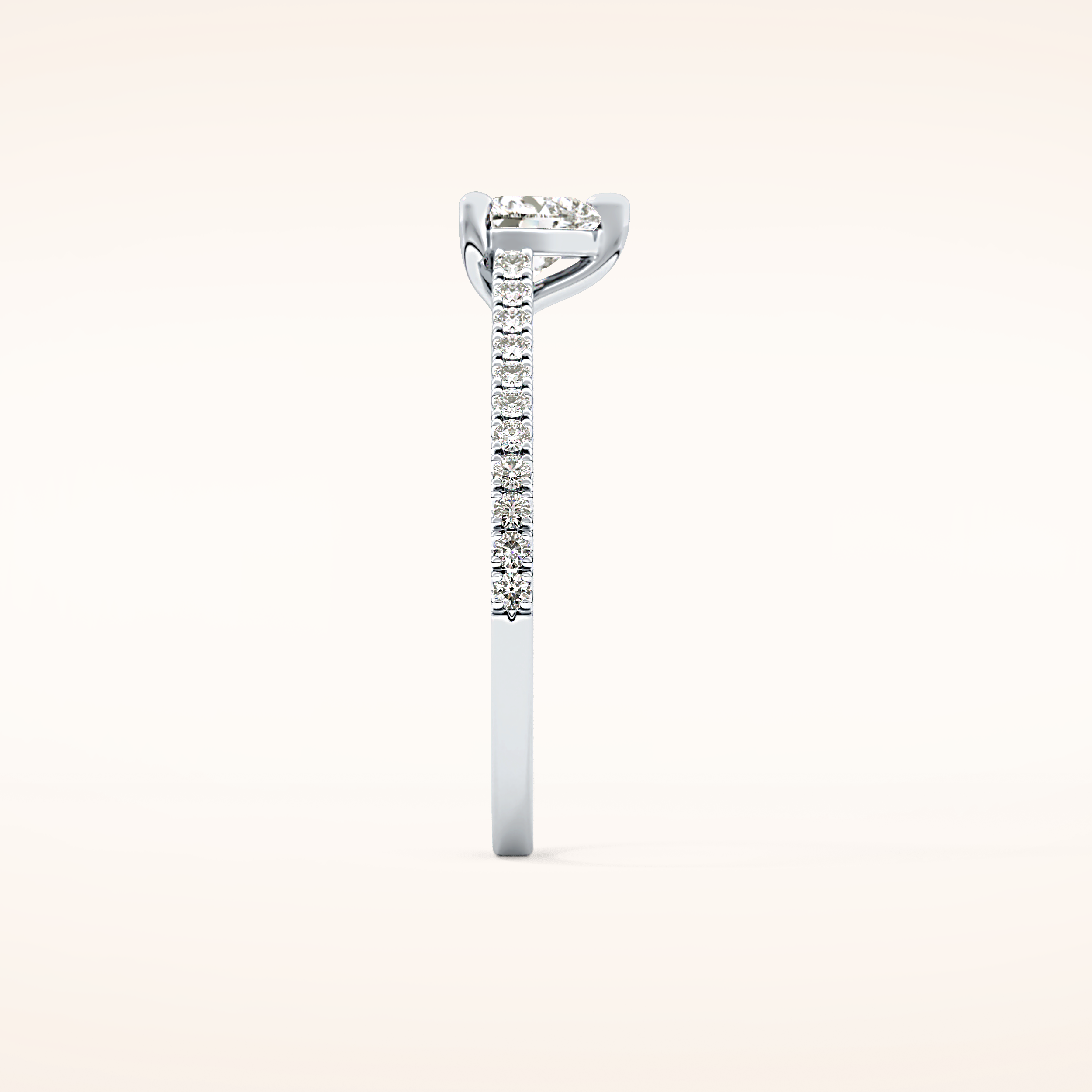 0.44 CT Heart Shaped Pave Moissanite Engagement Ring