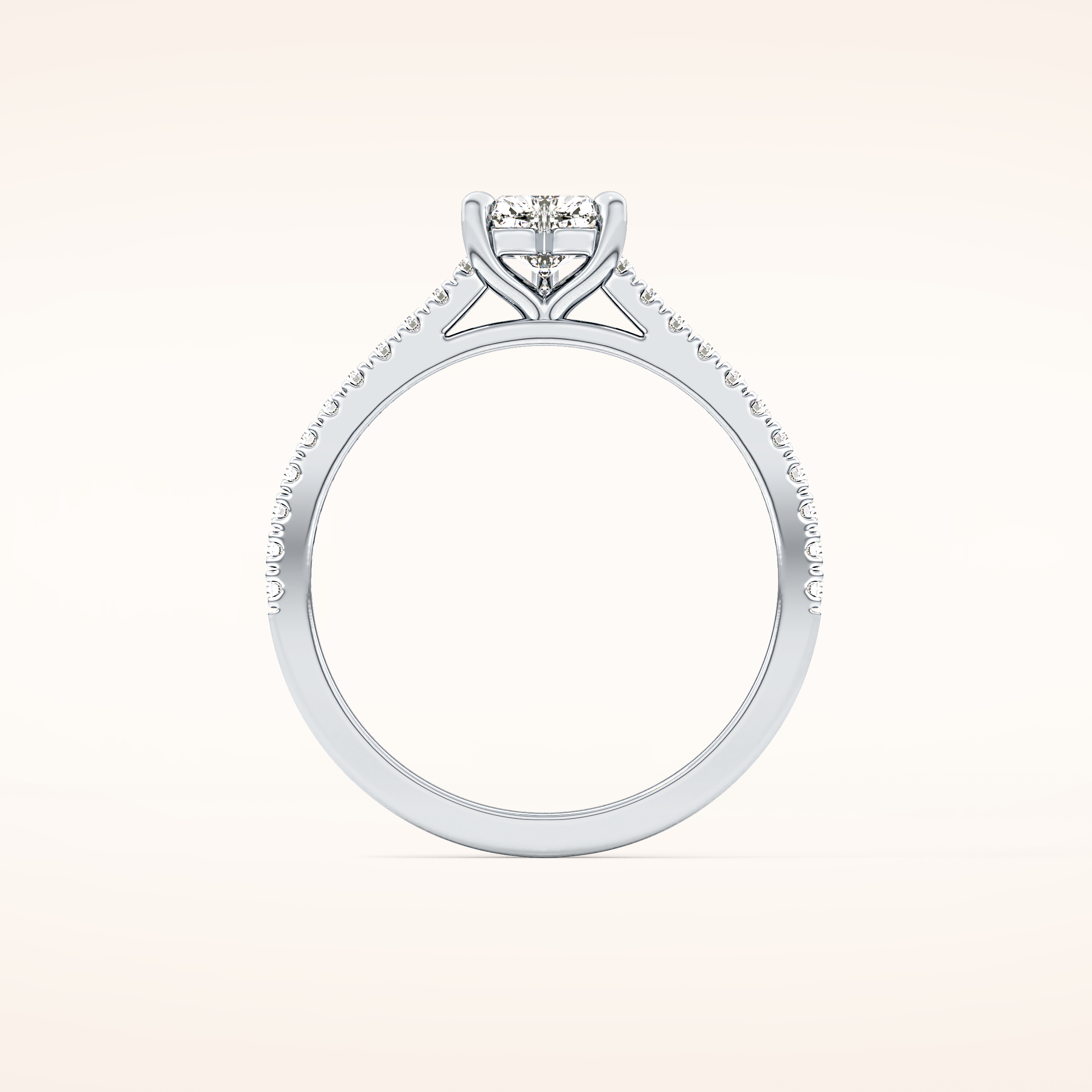 0.44 CT Heart Shaped Pave Moissanite Engagement Ring