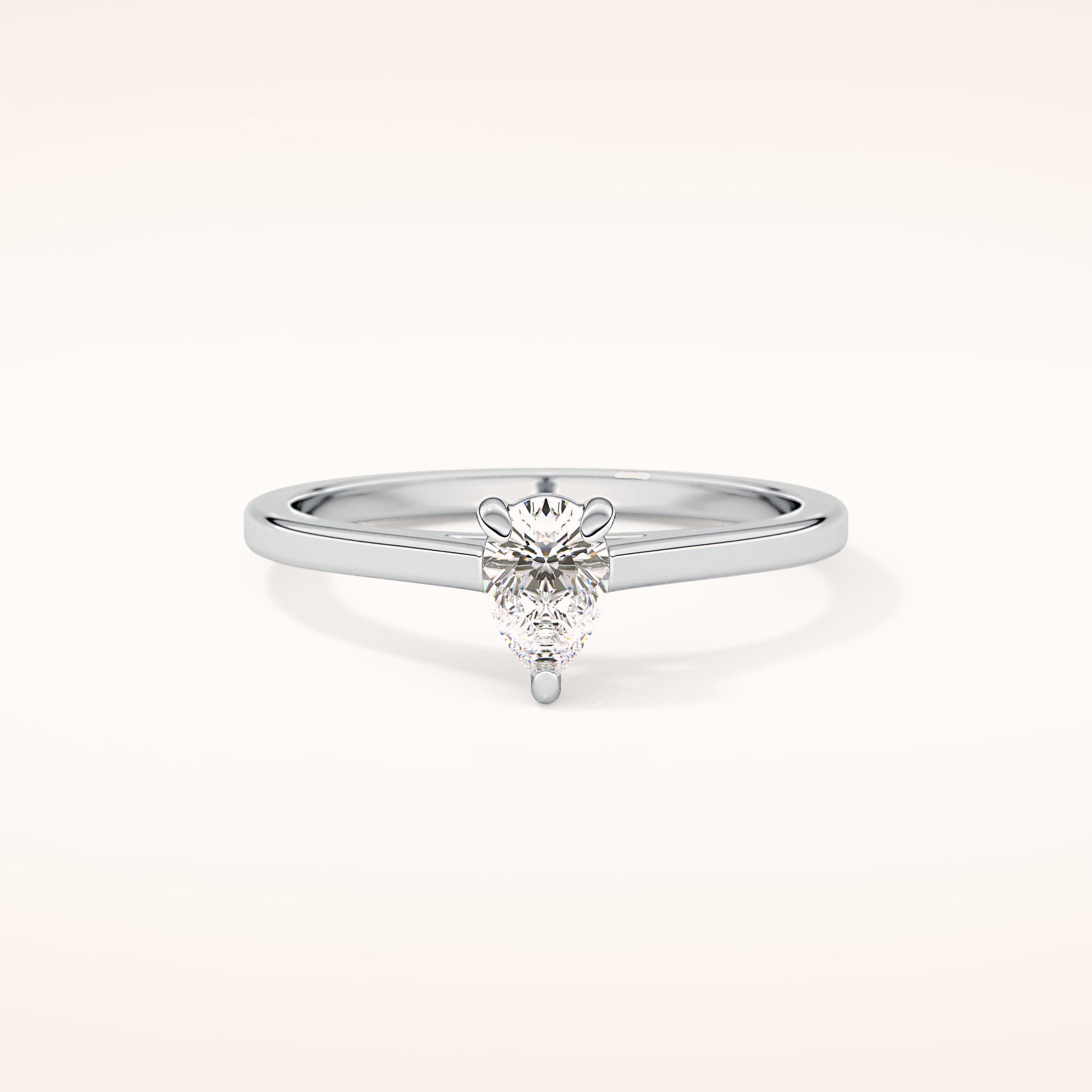 0.35 CT Pear Shaped Solitaire Moissanite Engagement Ring