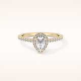 0.35 CT Pear Shaped Pave Moissanite Engagement Ring