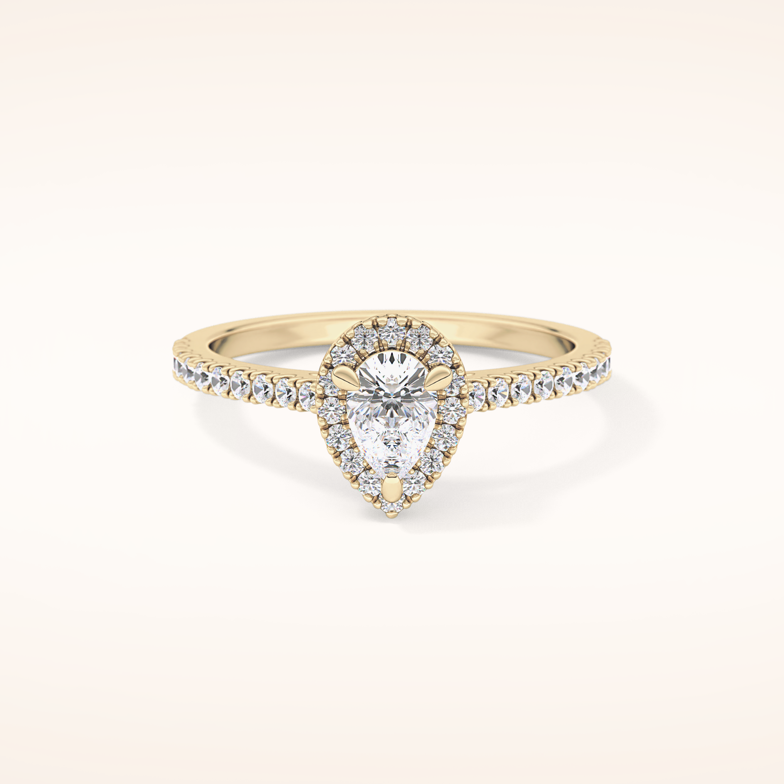 0.35 CT Pear Shaped Pave Moissanite Engagement Ring