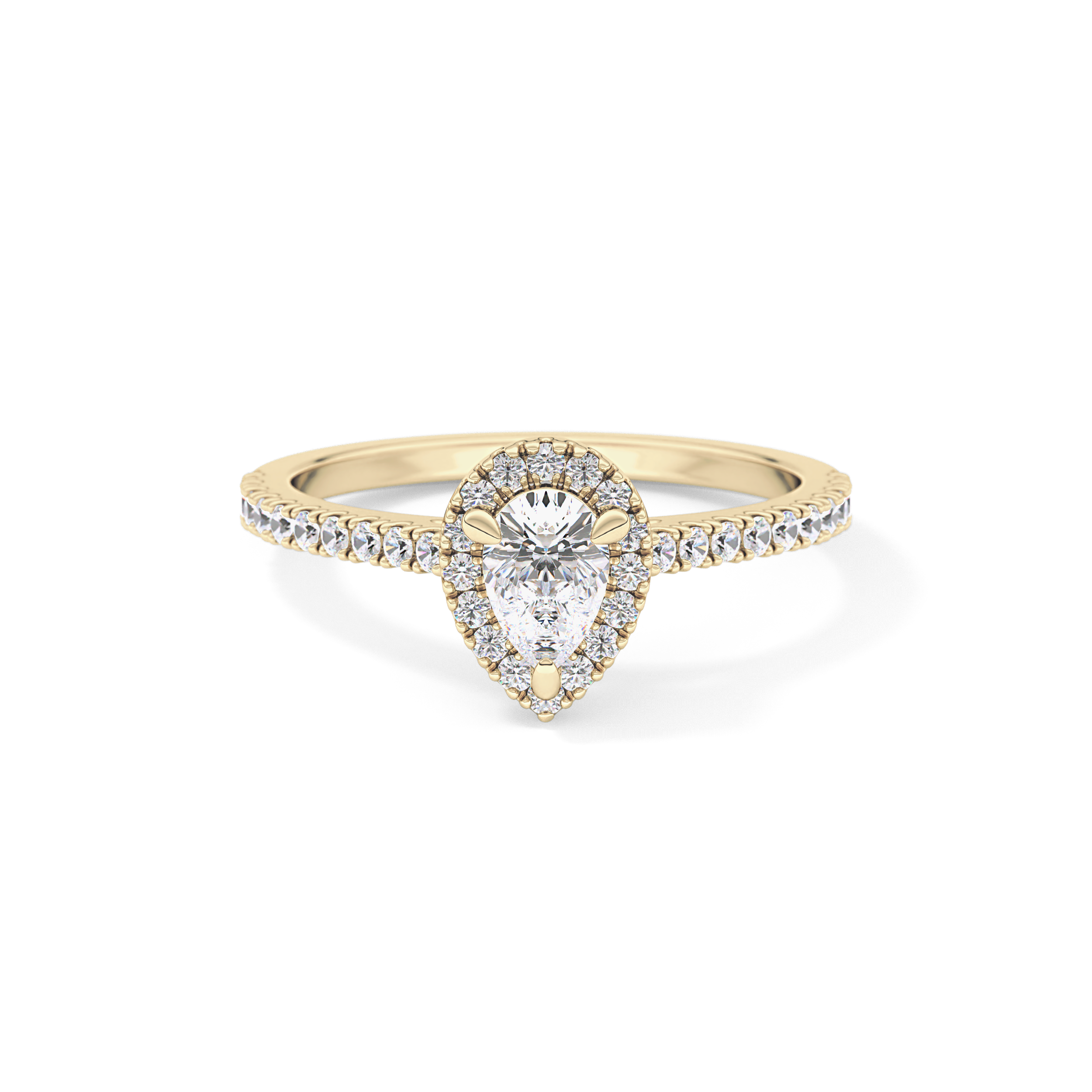 Pear Halo & Pave Lab Grown Diamond Engagement Ring