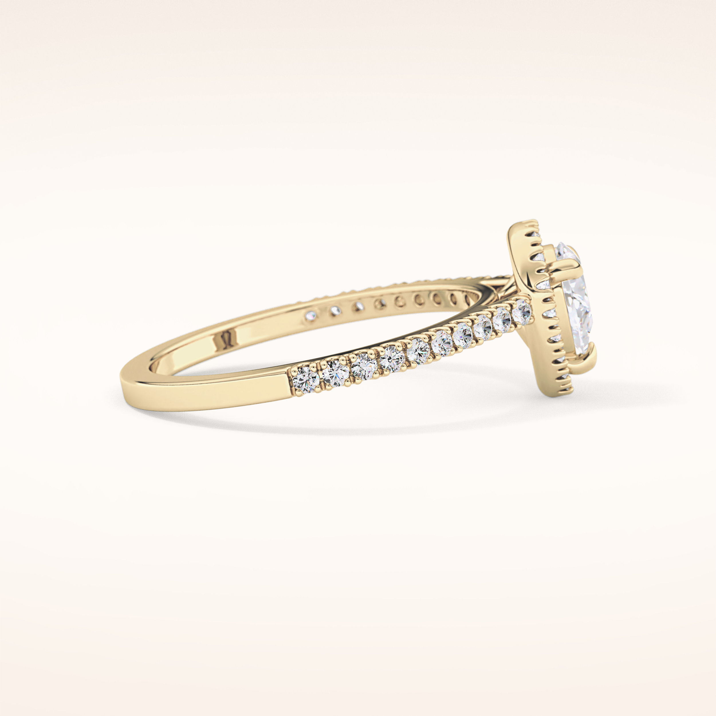 0.35 CT Pear Shaped Pave Moissanite Engagement Ring