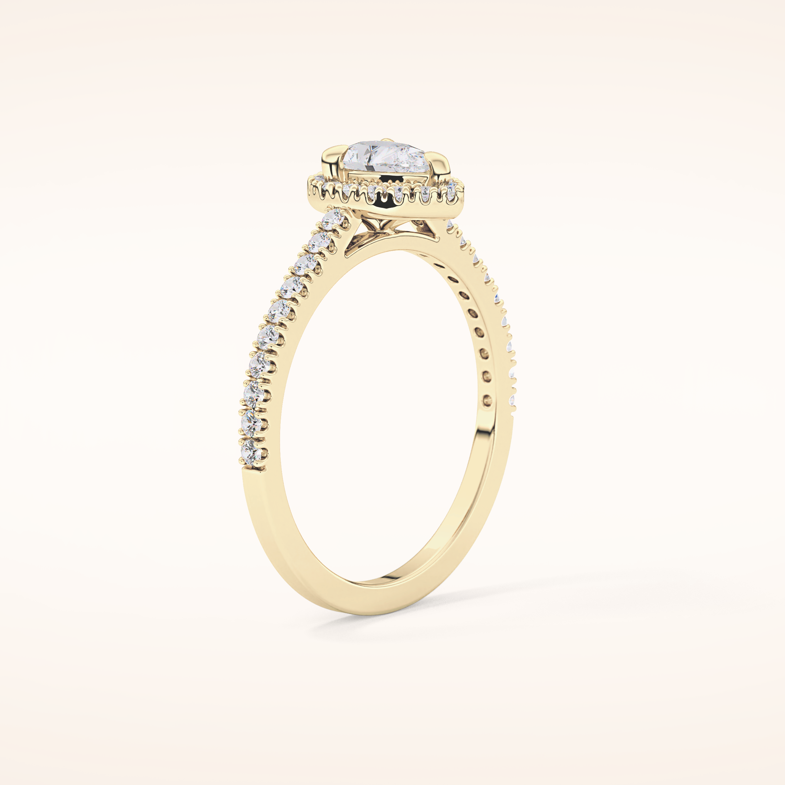 0.35 CT Pear Shaped Pave Moissanite Engagement Ring