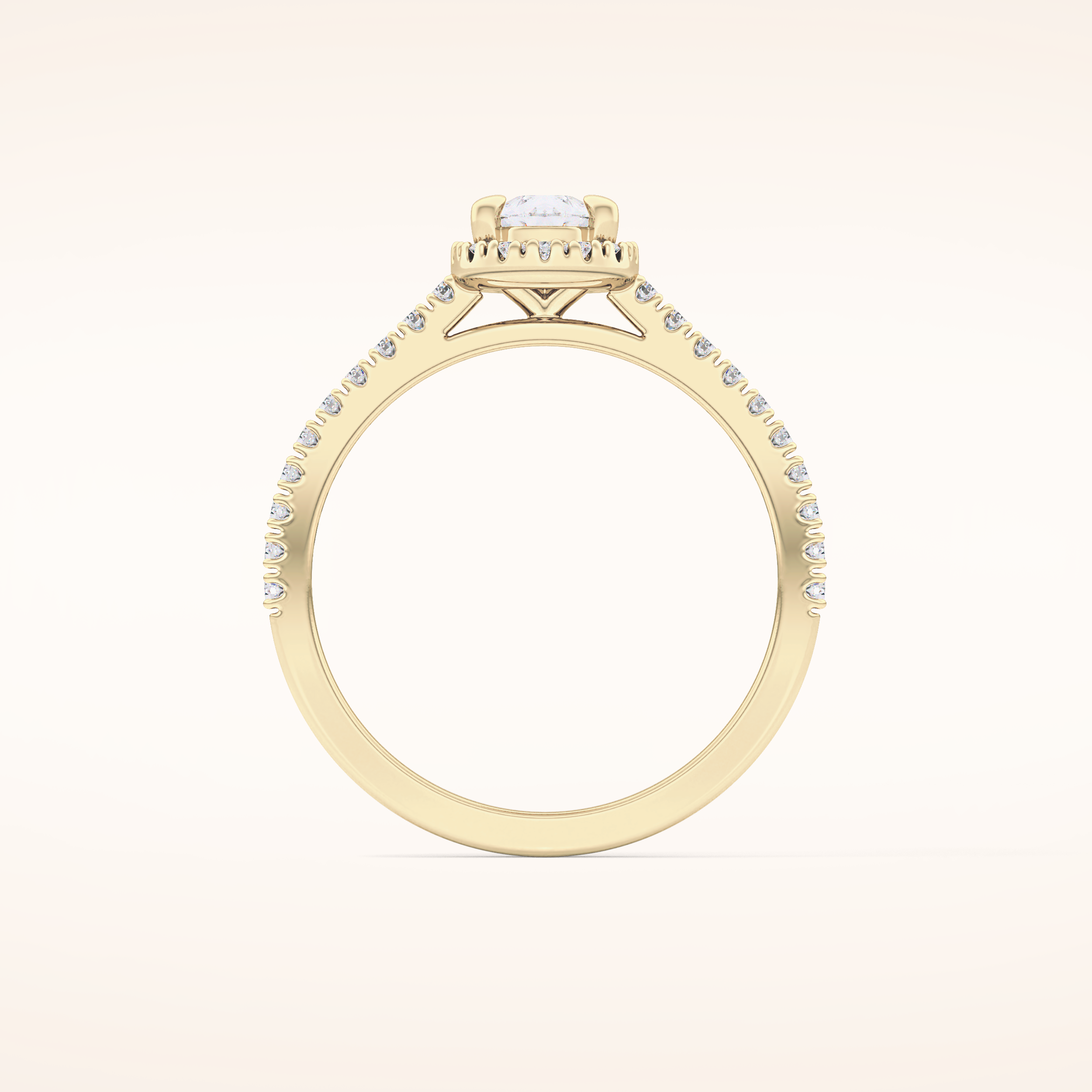 0.35 CT Pear Shaped Pave Moissanite Engagement Ring