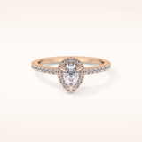 0.35 CT Pear Shaped Pave Moissanite Engagement Ring