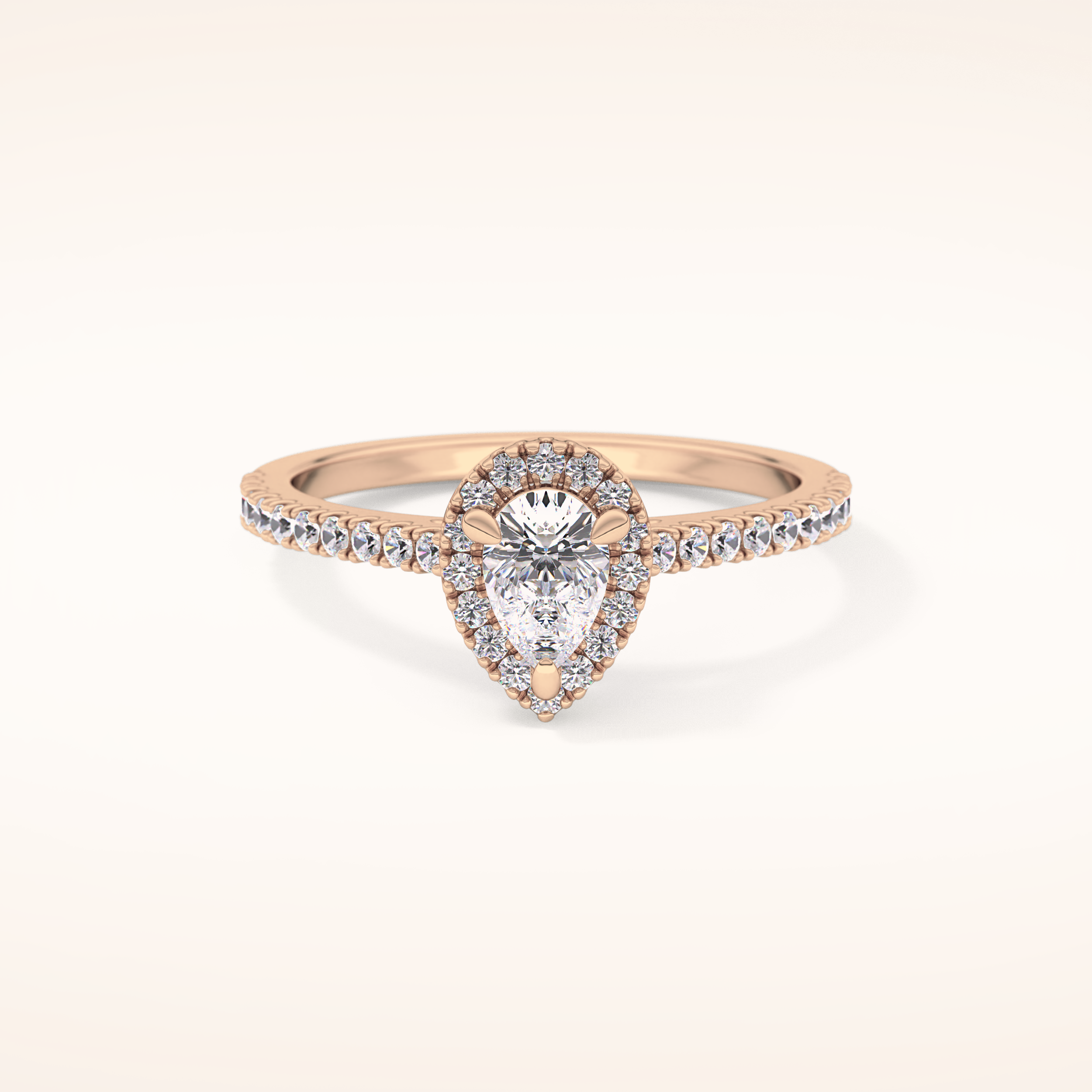 0.35 CT Pear Shaped Pave Moissanite Engagement Ring