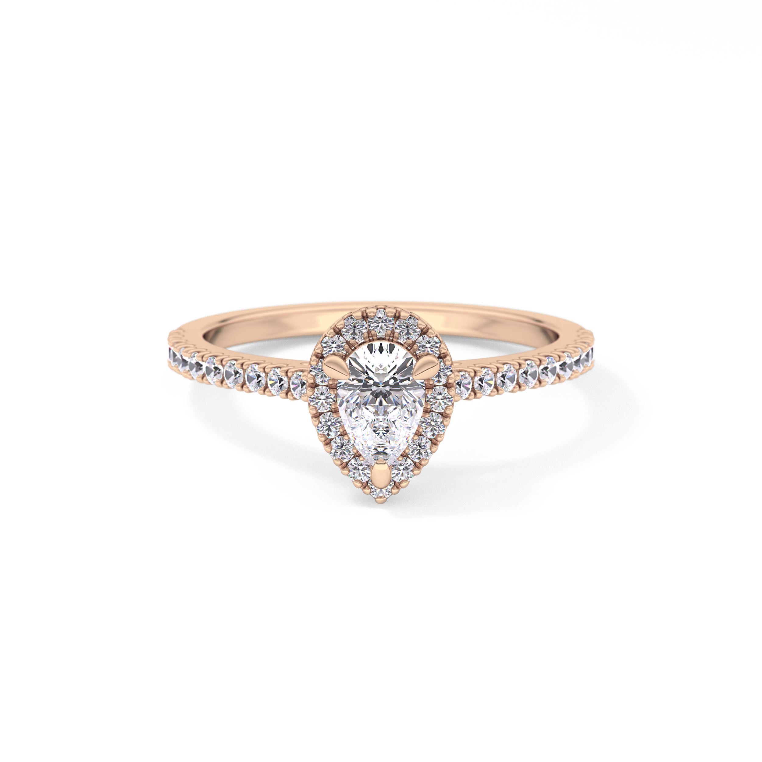 Pear Halo & Pave Lab Grown Diamond Engagement Ring