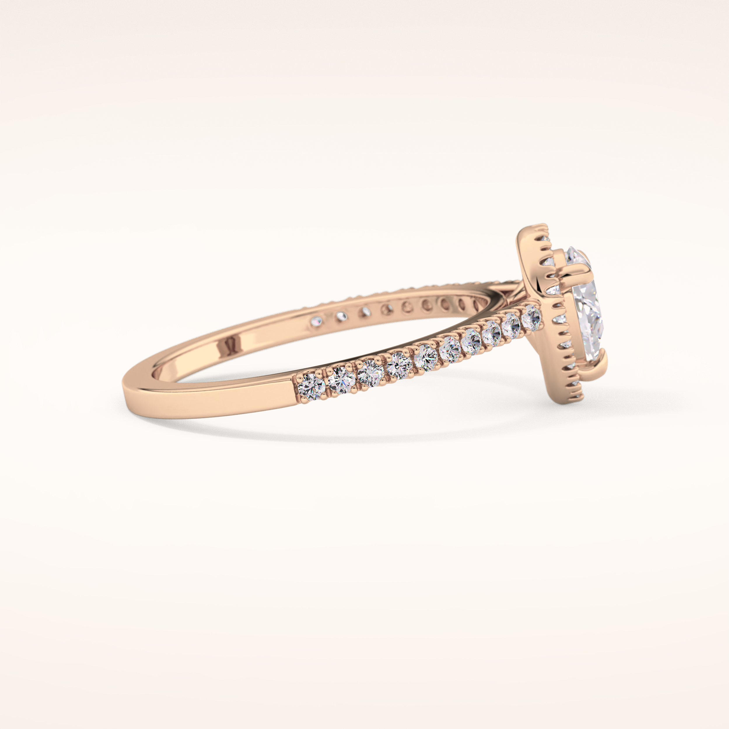 0.35 CT Pear Shaped Pave Moissanite Engagement Ring