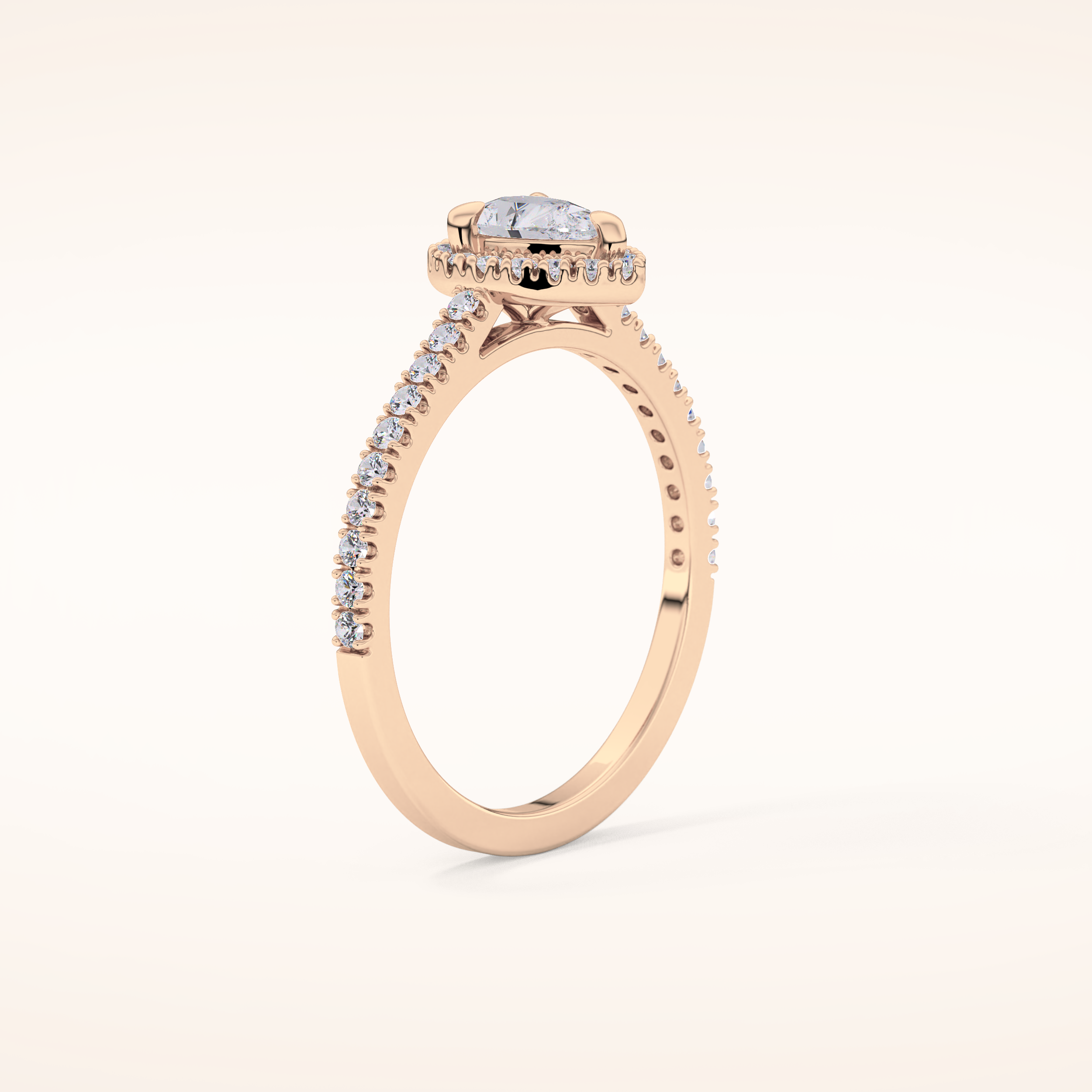 0.35 CT Pear Shaped Pave Moissanite Engagement Ring