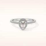 0.35 CT Pear Shaped Pave Moissanite Engagement Ring