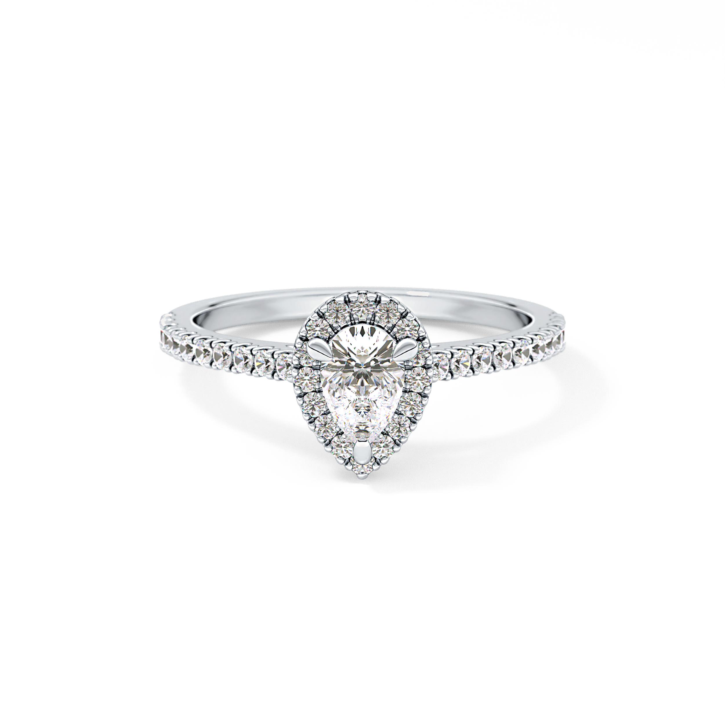 Pear Halo & Pave Lab Grown Diamond Engagement Ring