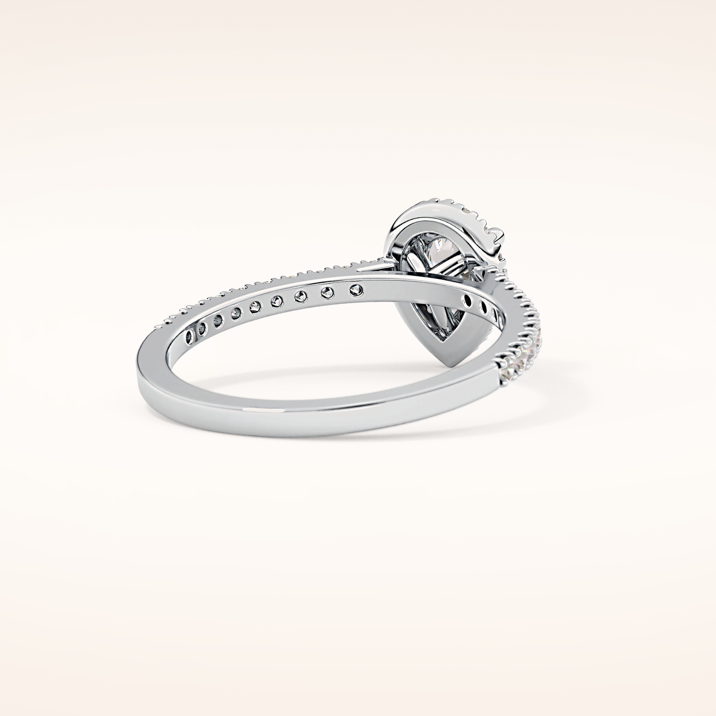 0.35 CT Pear Shaped Pave Moissanite Engagement Ring