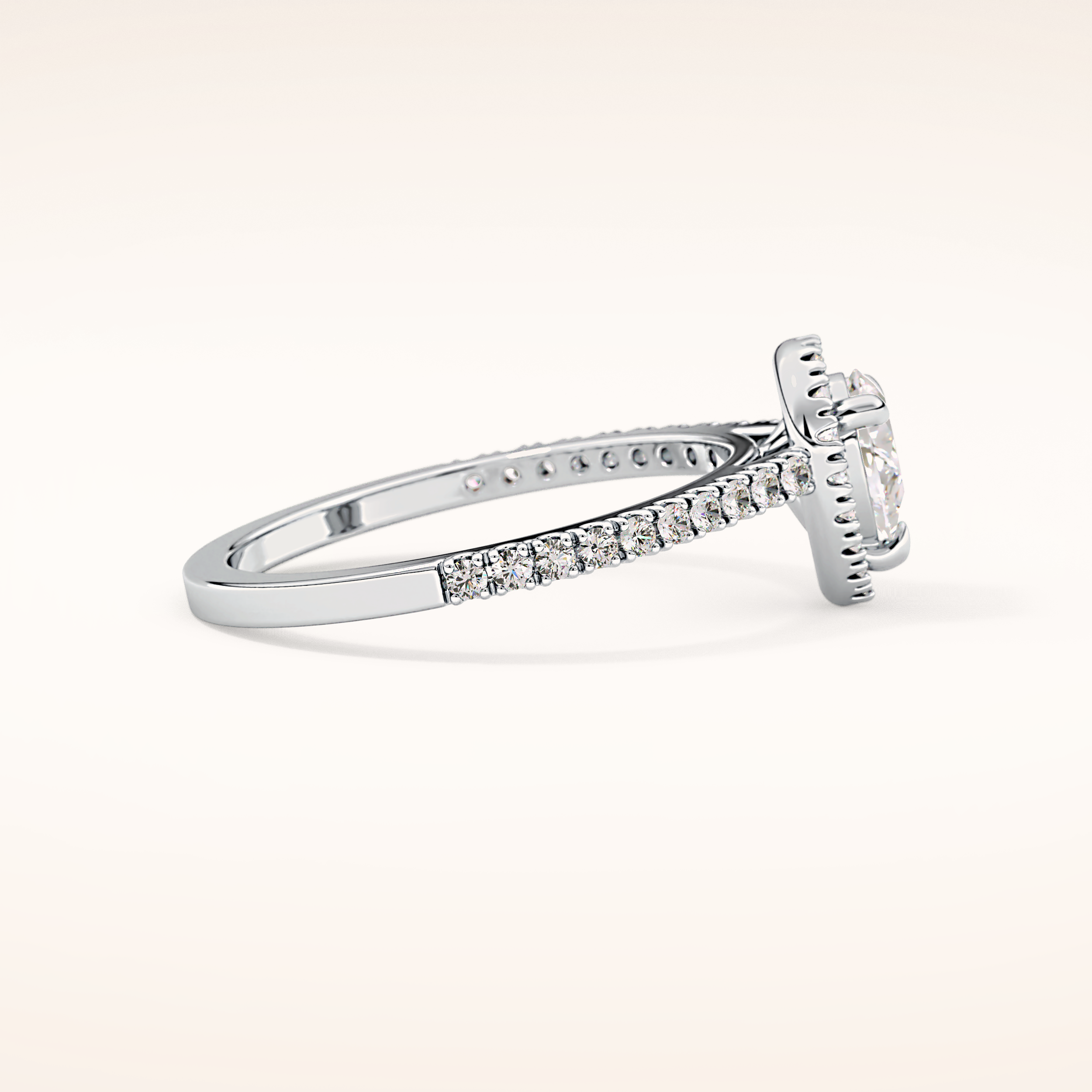 0.35 CT Pear Shaped Pave Moissanite Engagement Ring