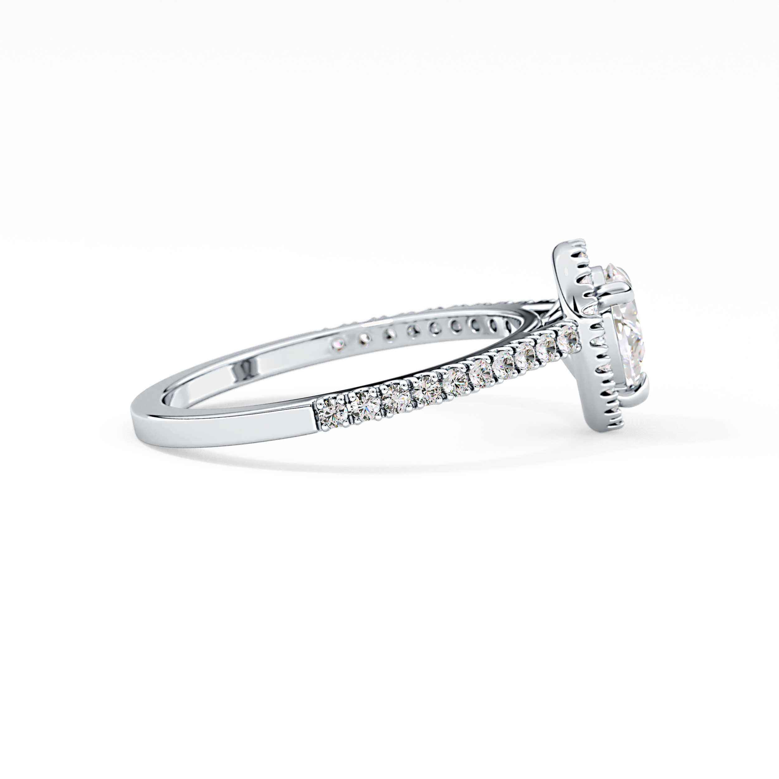 Pear Halo & Pave Lab Grown Diamond Engagement Ring