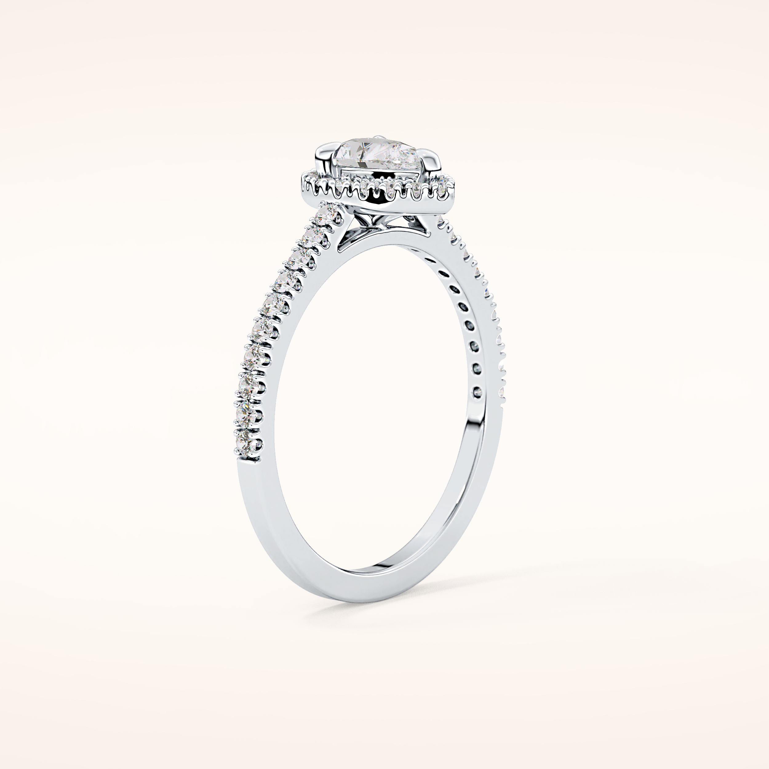 0.35 CT Pear Shaped Pave Moissanite Engagement Ring