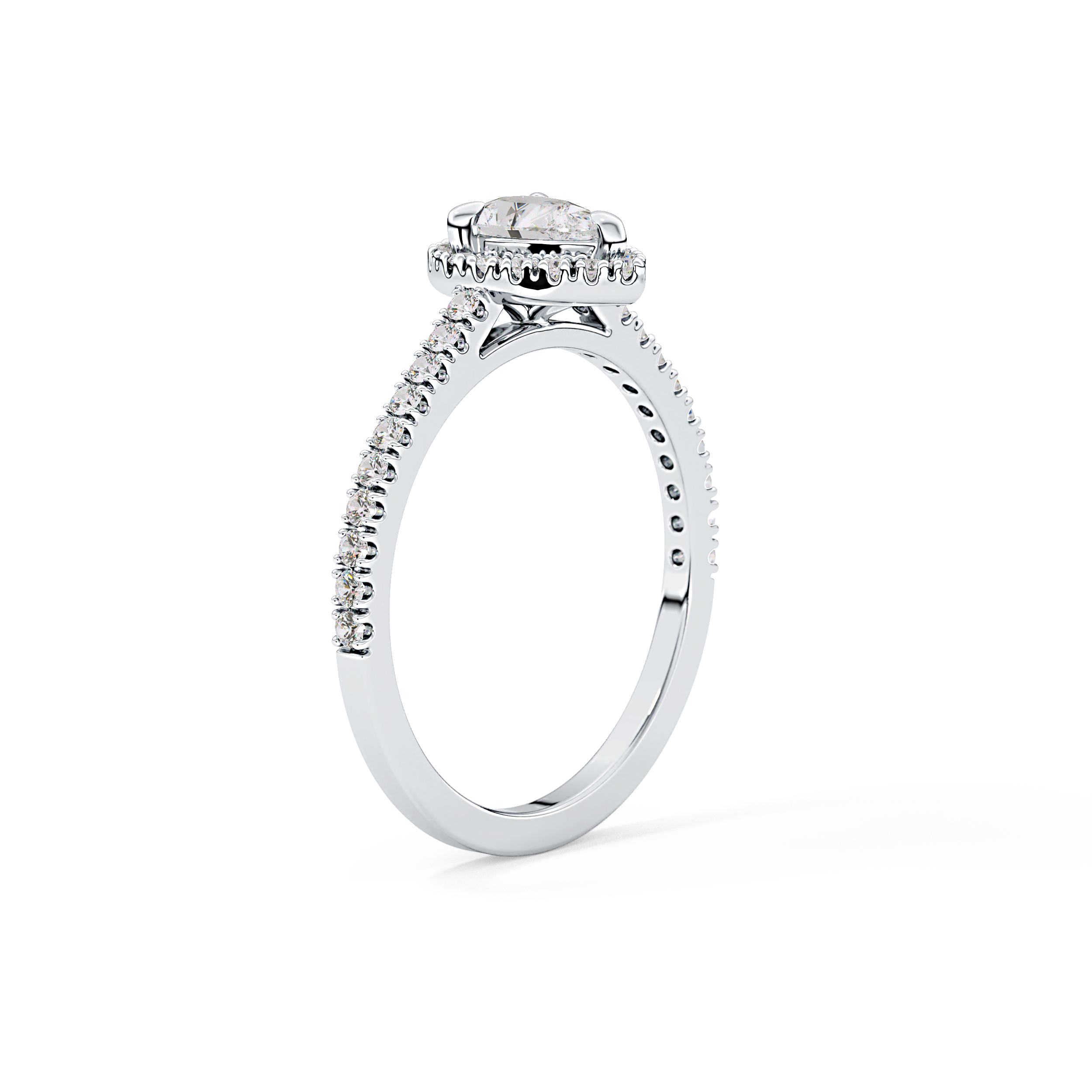 Pear Halo & Pave Lab Grown Diamond Engagement Ring