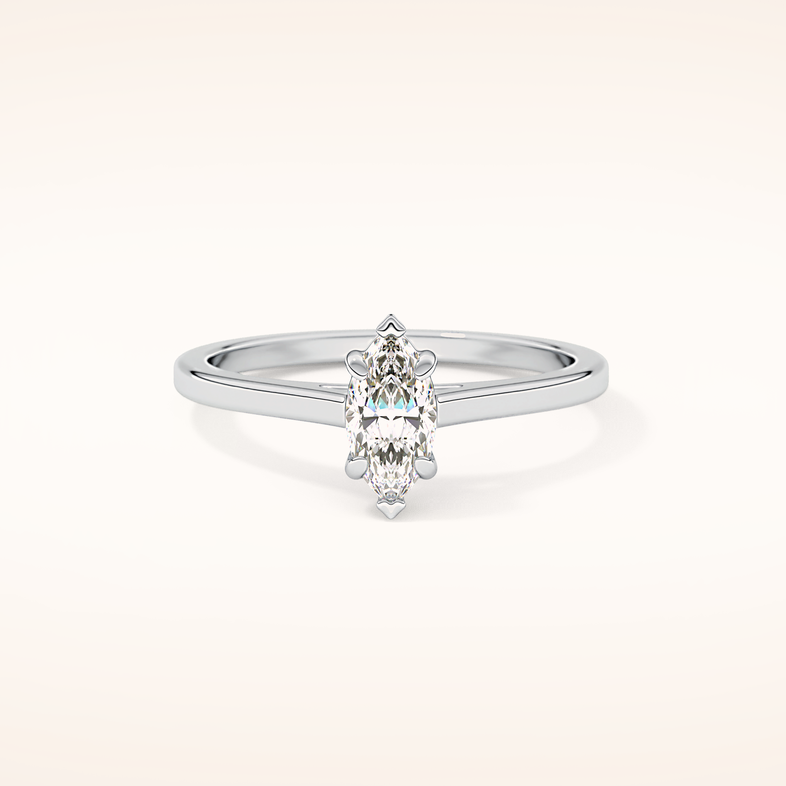 0.42 CT Marquise Shaped Solitaire Moissanite Engagement Ring
