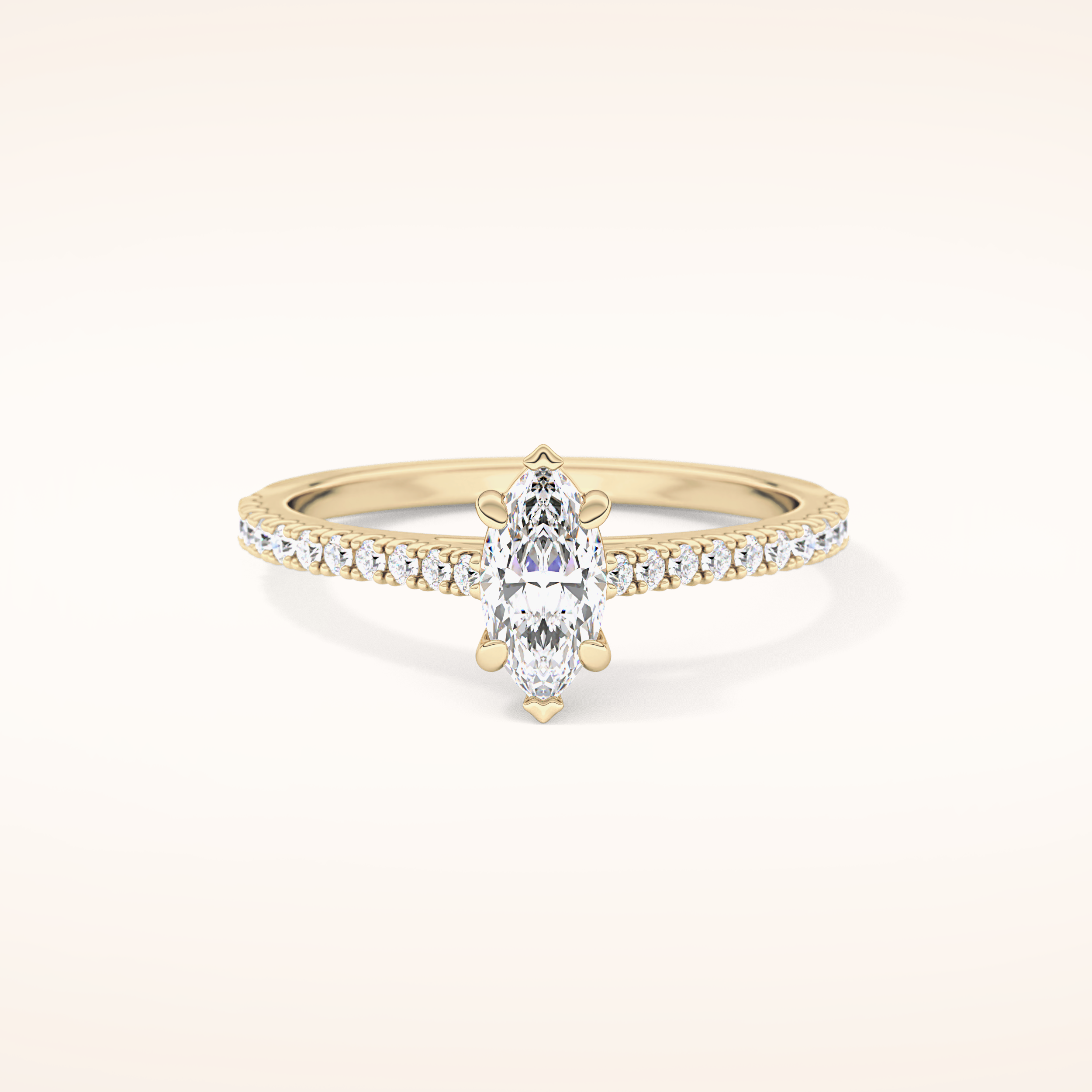 0.42 CT Marquise Shaped Pave Moissanite Engagement Ring
