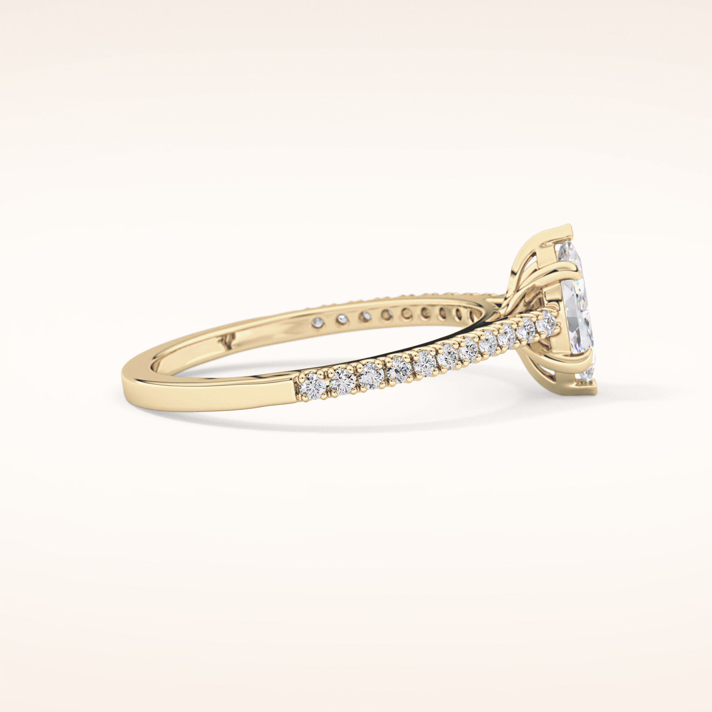 0.42 CT Marquise Shaped Pave Moissanite Engagement Ring