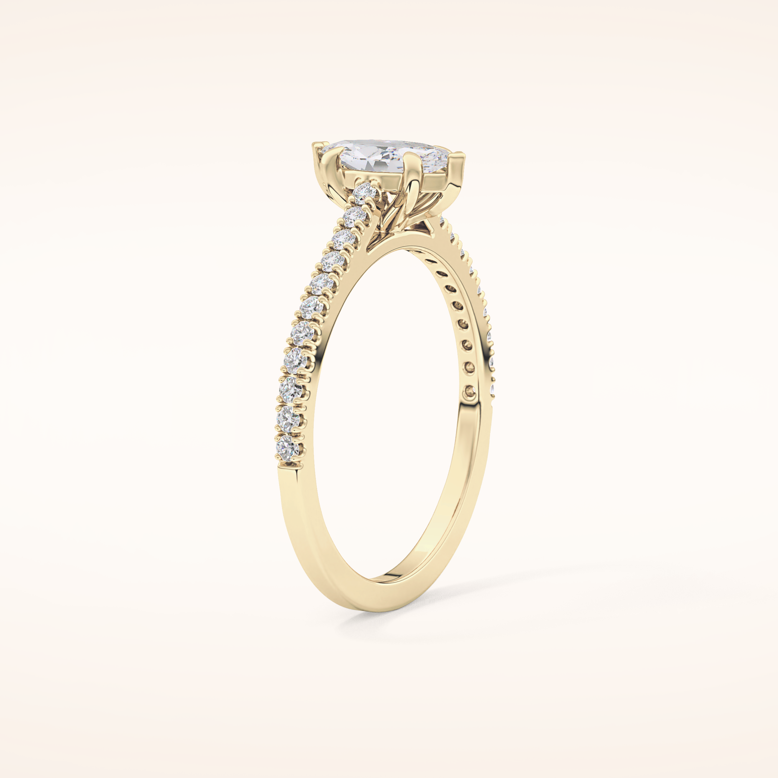 0.42 CT Marquise Shaped Pave Moissanite Engagement Ring