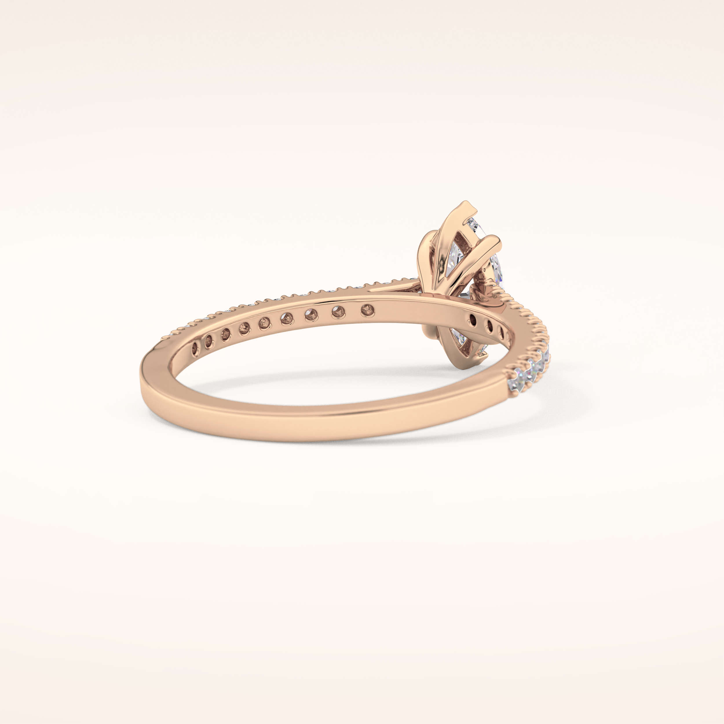 0.42 CT Marquise Shaped Pave Moissanite Engagement Ring
