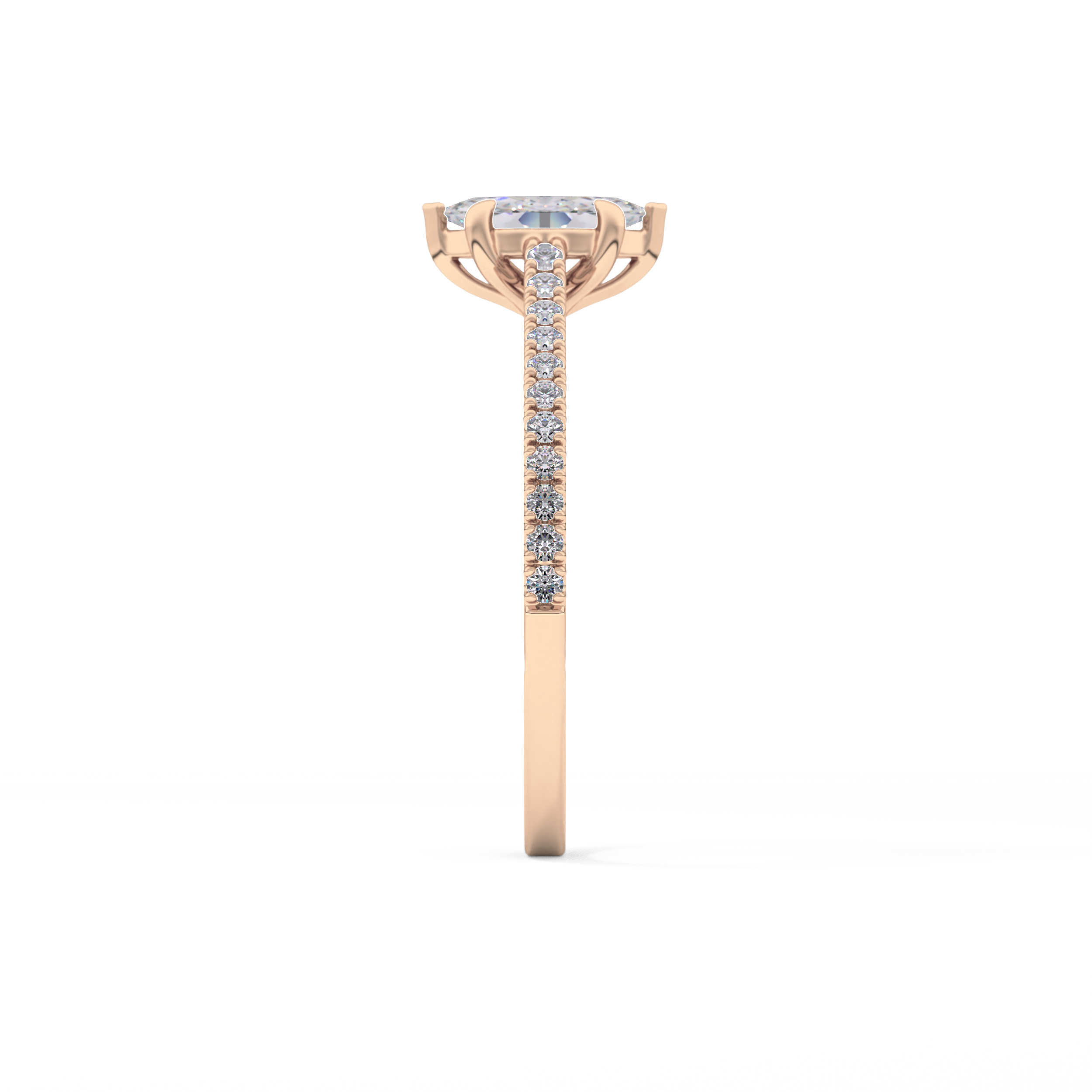 Marquise Pave Lab Grown Diamond Engagement Ring