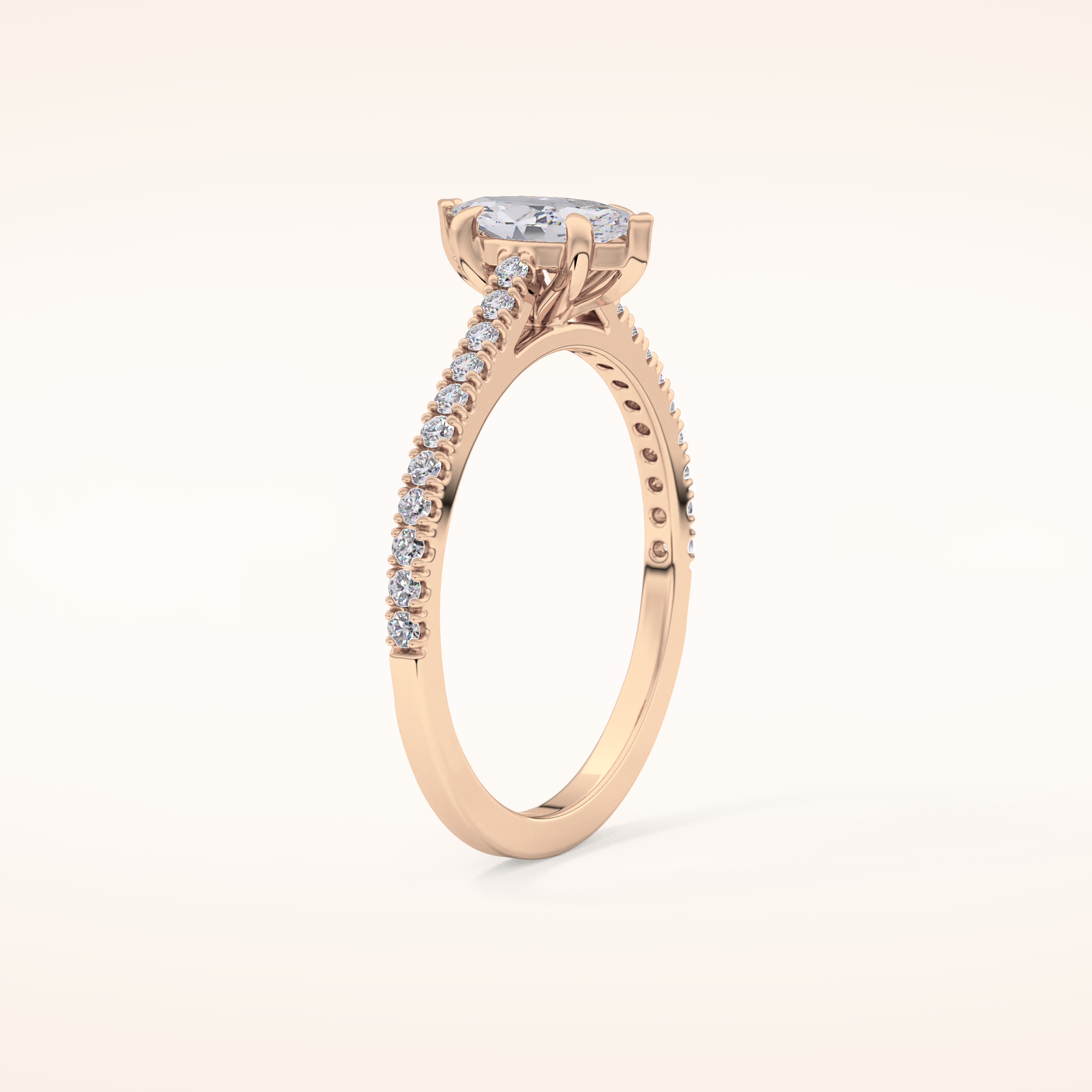 0.42 CT Marquise Shaped Pave Moissanite Engagement Ring