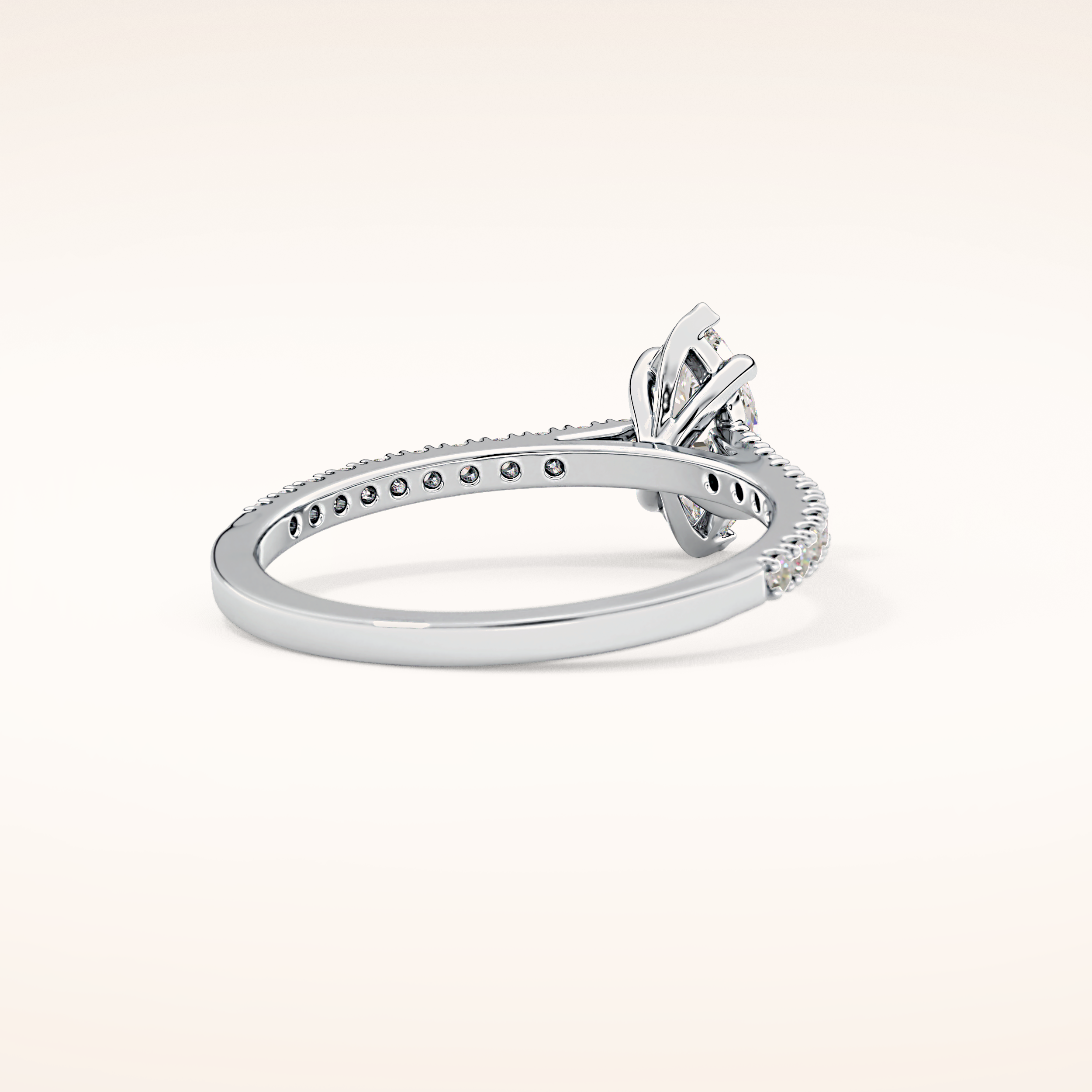 0.42 CT Marquise Shaped Pave Moissanite Engagement Ring