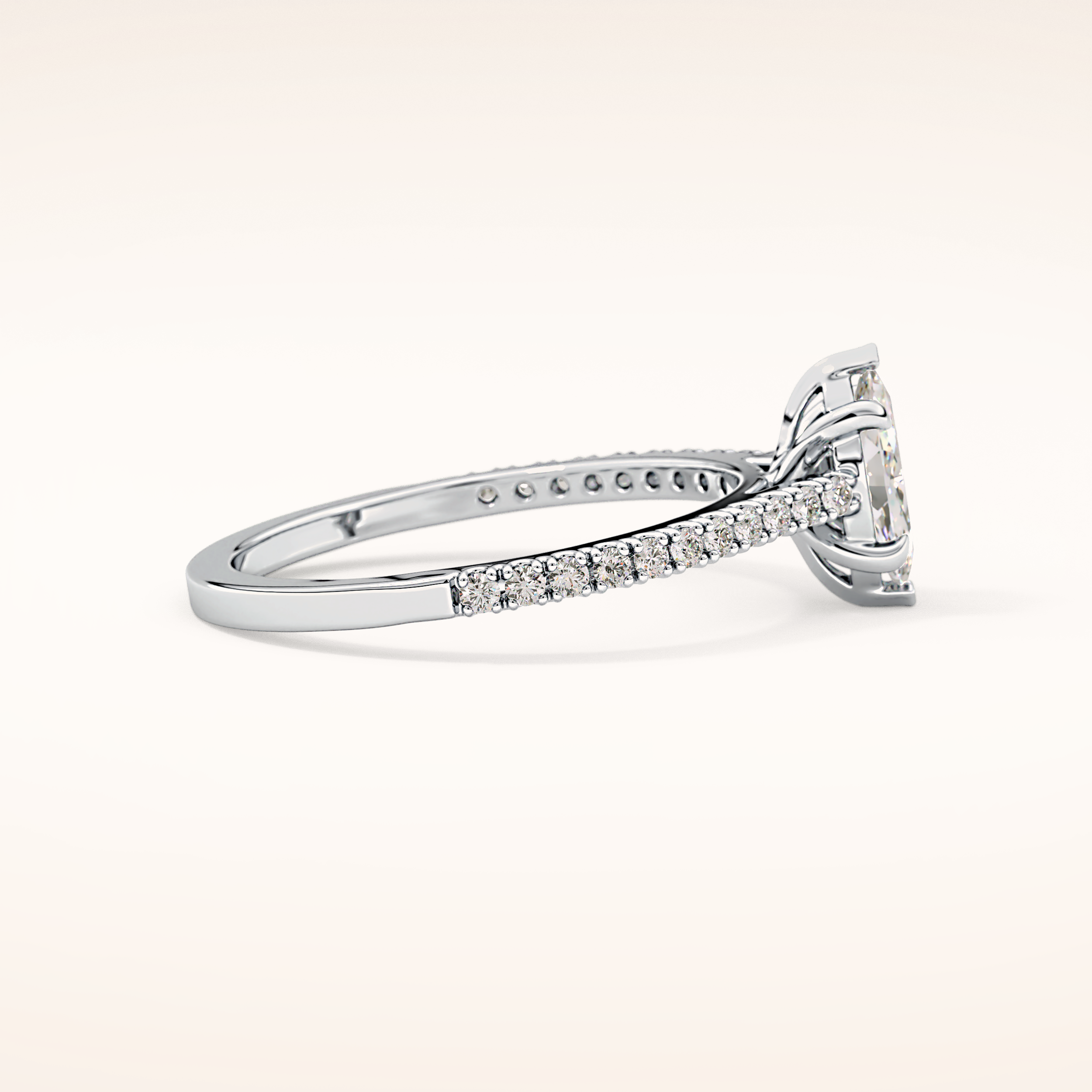 0.42 CT Marquise Shaped Pave Moissanite Engagement Ring