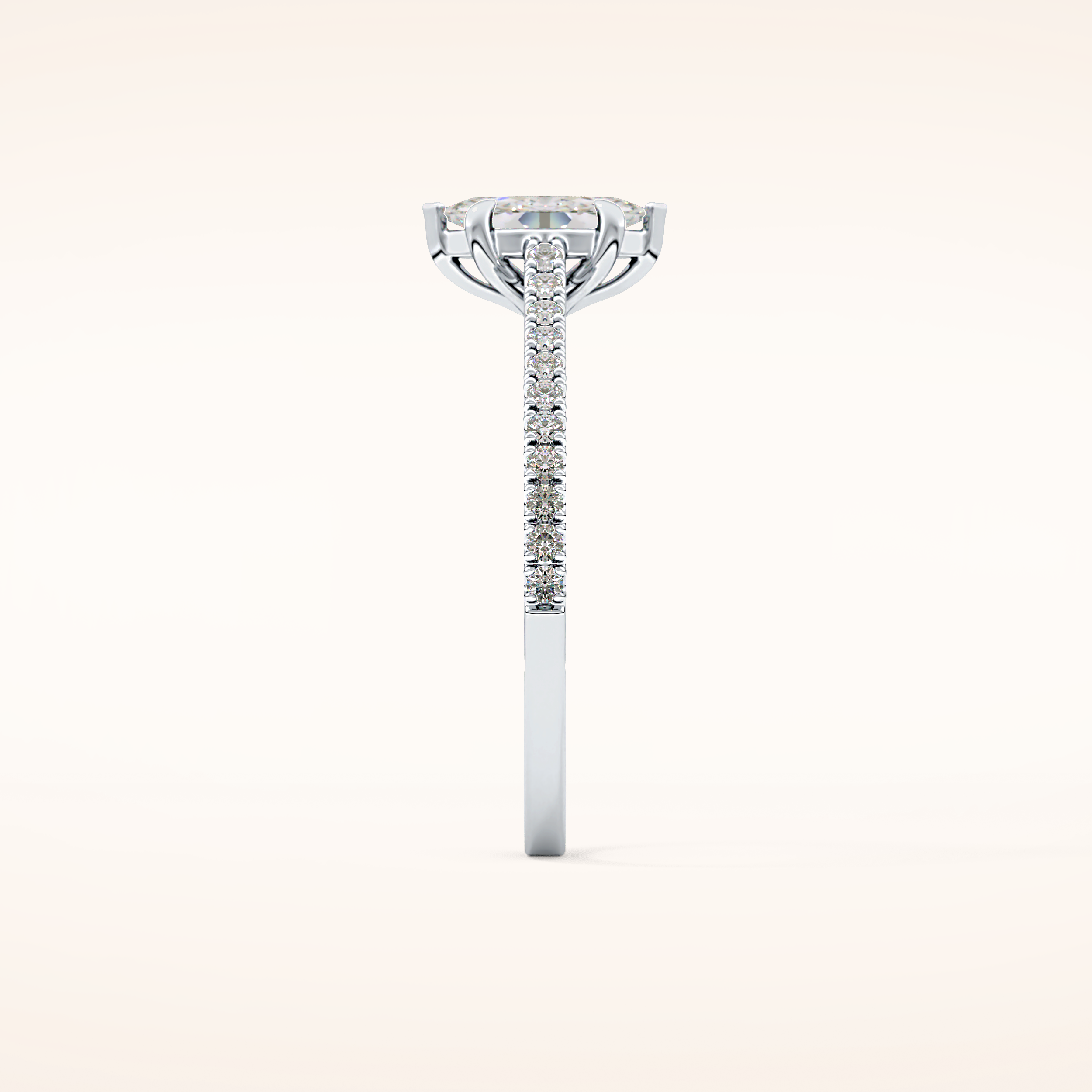 0.42 CT Marquise Shaped Pave Moissanite Engagement Ring