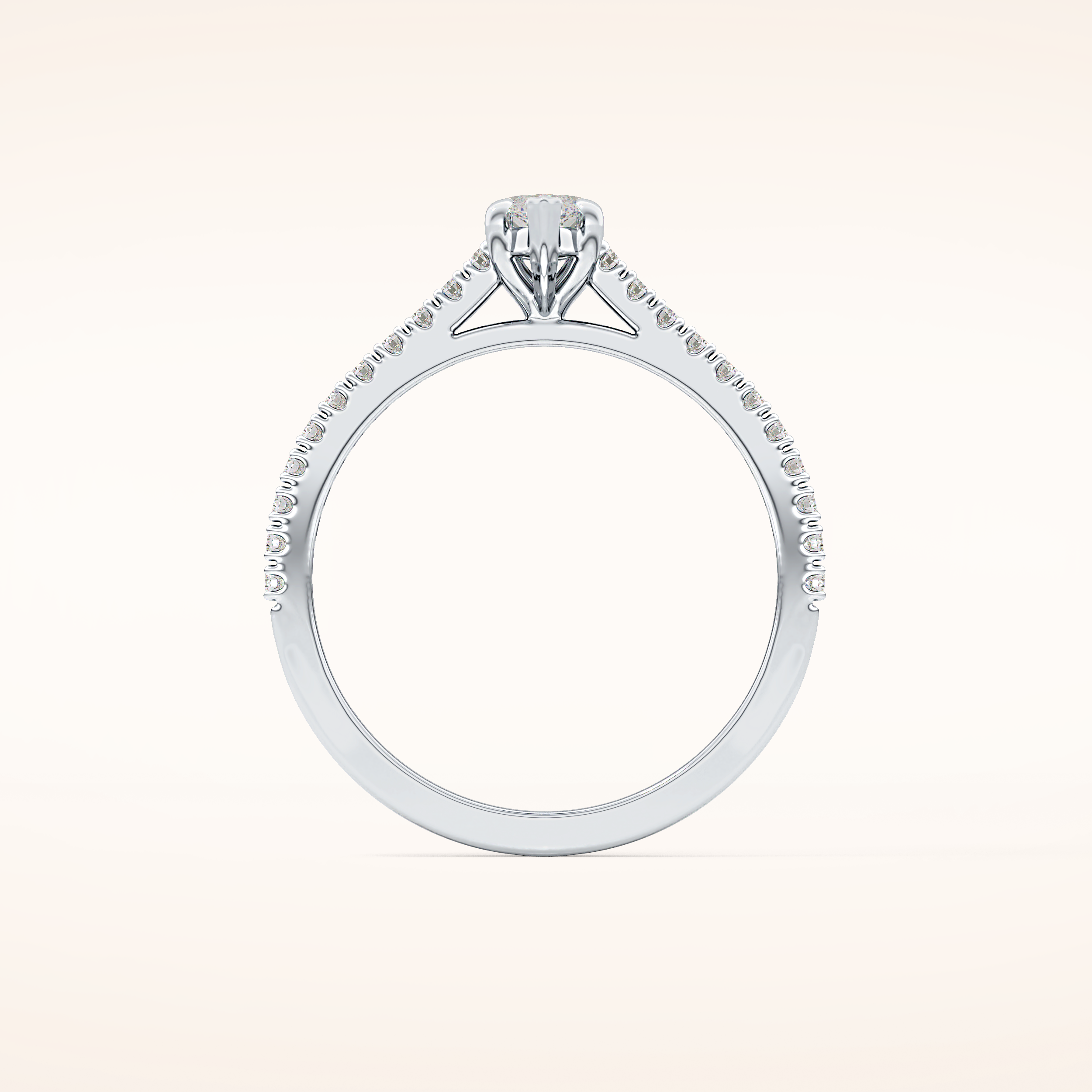 0.42 CT Marquise Shaped Pave Moissanite Engagement Ring