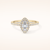 0.42 CT Marquise Shaped Halo & Pave Moissanite Engagement Ring