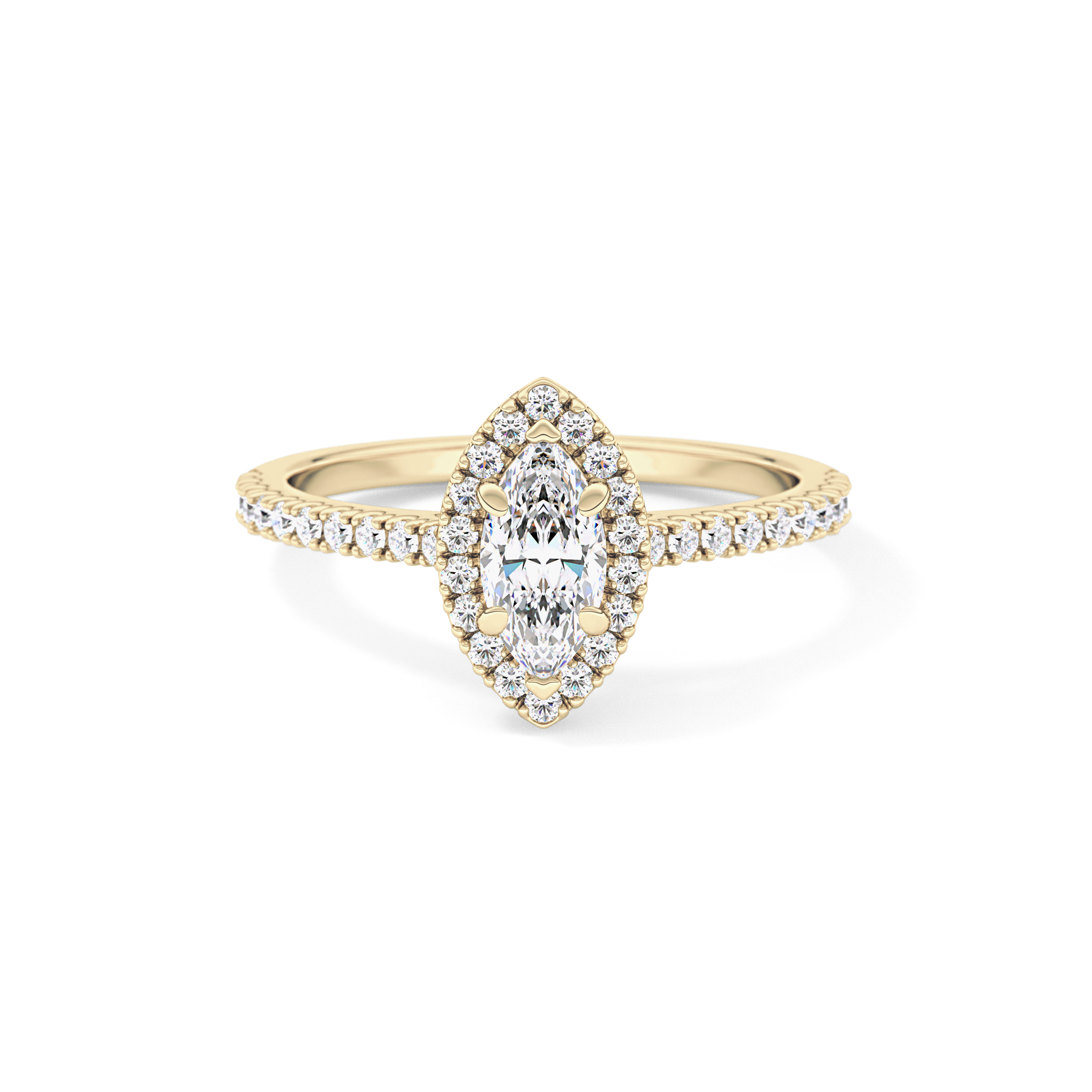 Marquise Halo & Pave Lab Grown Diamond Engagement Ring