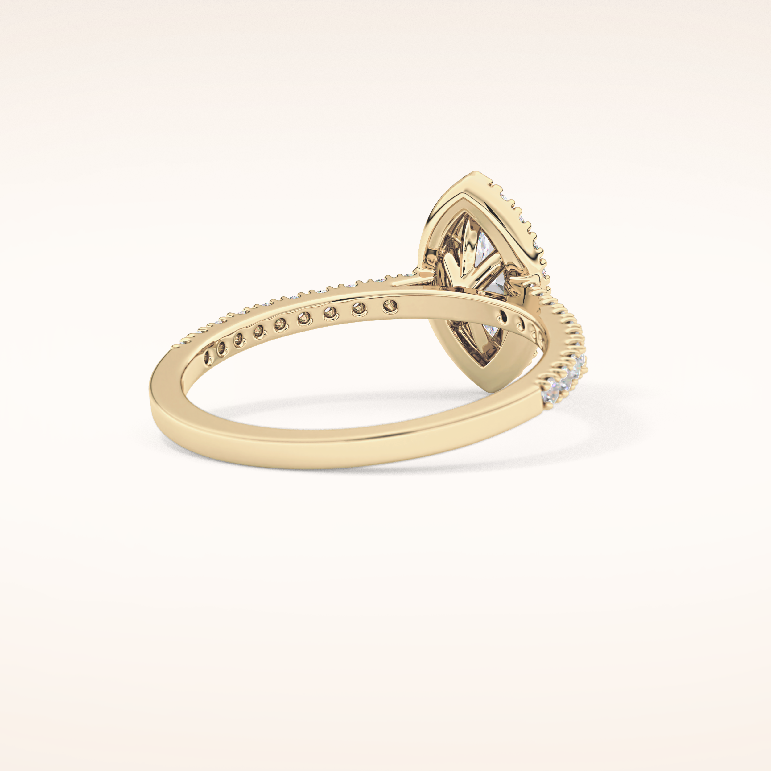 0.42 CT Marquise Shaped Halo & Pave Moissanite Engagement Ring