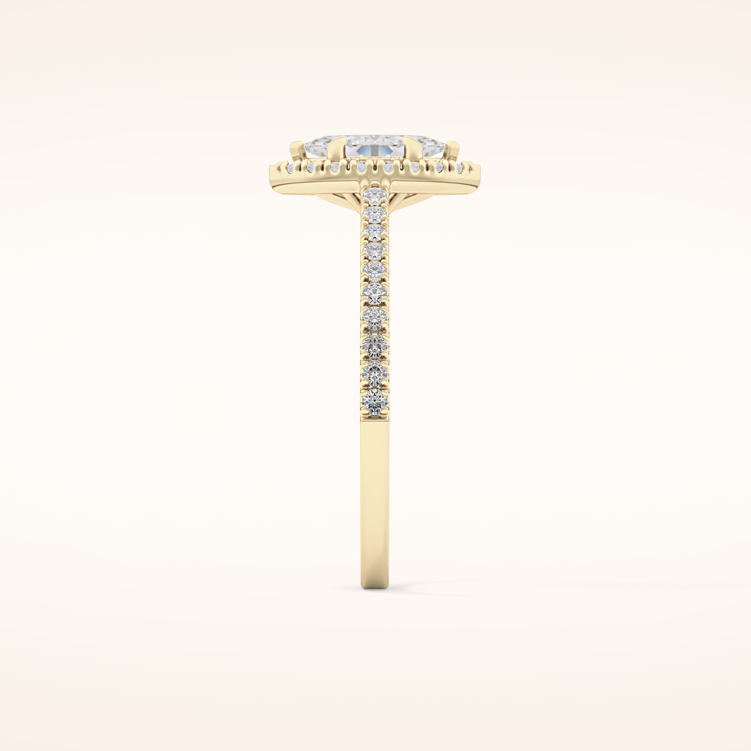 0.42 CT Marquise Shaped Halo & Pave Moissanite Engagement Ring