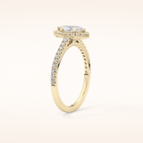 0.42 CT Marquise Shaped Halo & Pave Moissanite Engagement Ring