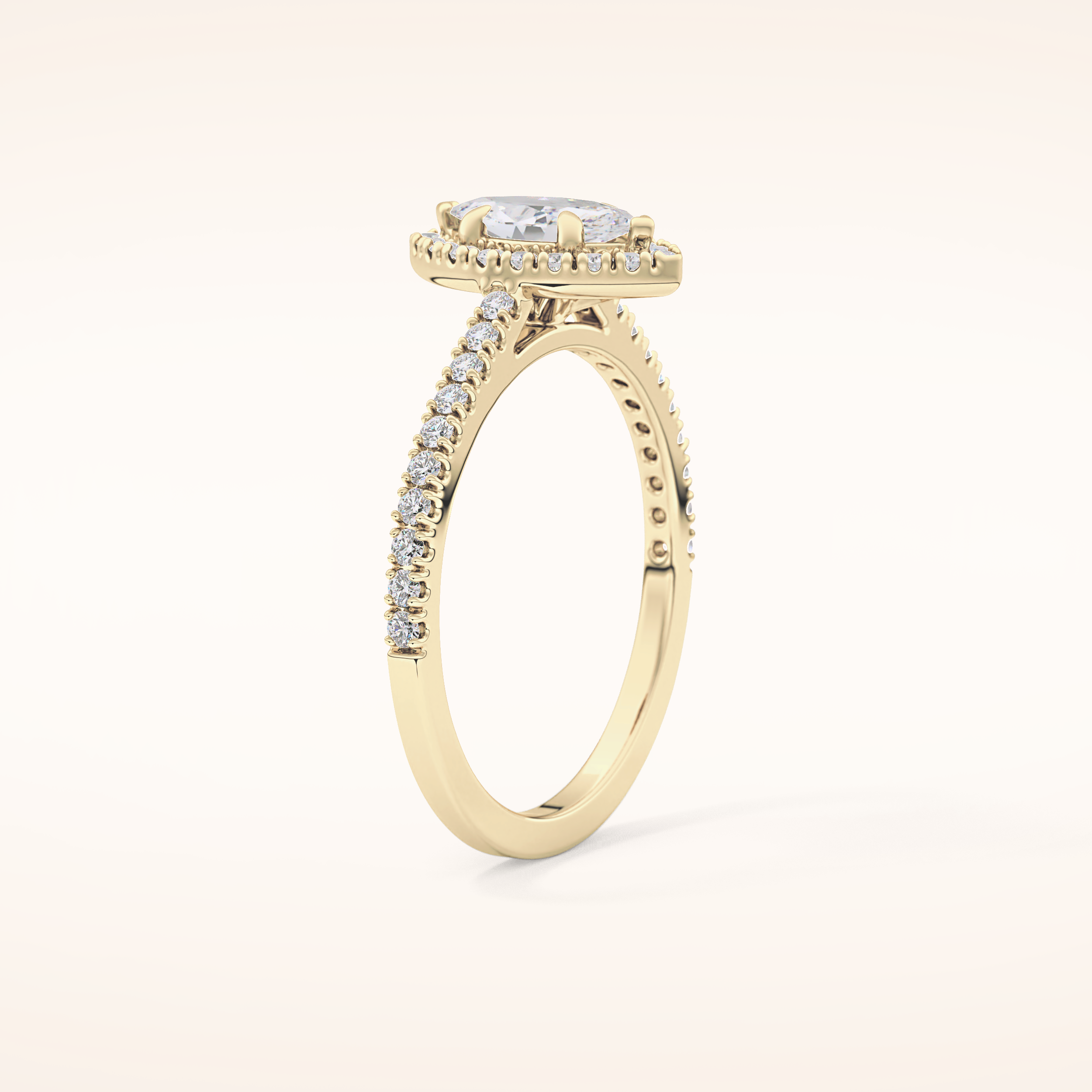 0.42 CT Marquise Shaped Halo & Pave Moissanite Engagement Ring