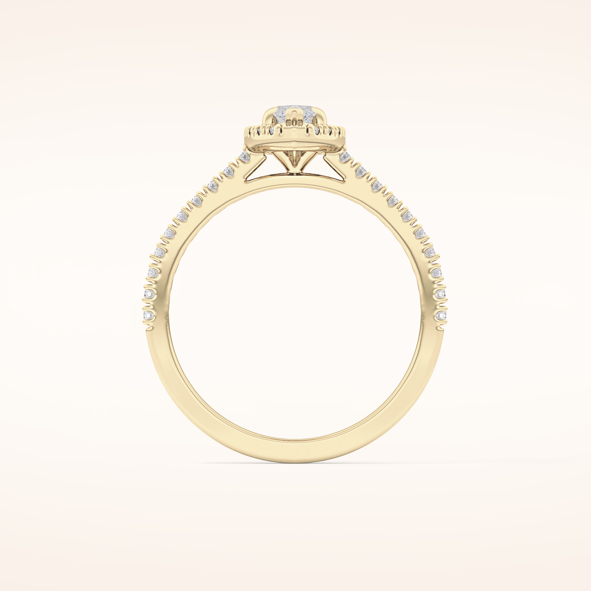 0.42 CT Marquise Shaped Halo & Pave Moissanite Engagement Ring