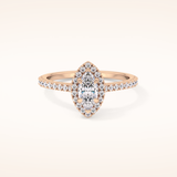 0.42 CT Marquise Shaped Halo & Pave Moissanite Engagement Ring
